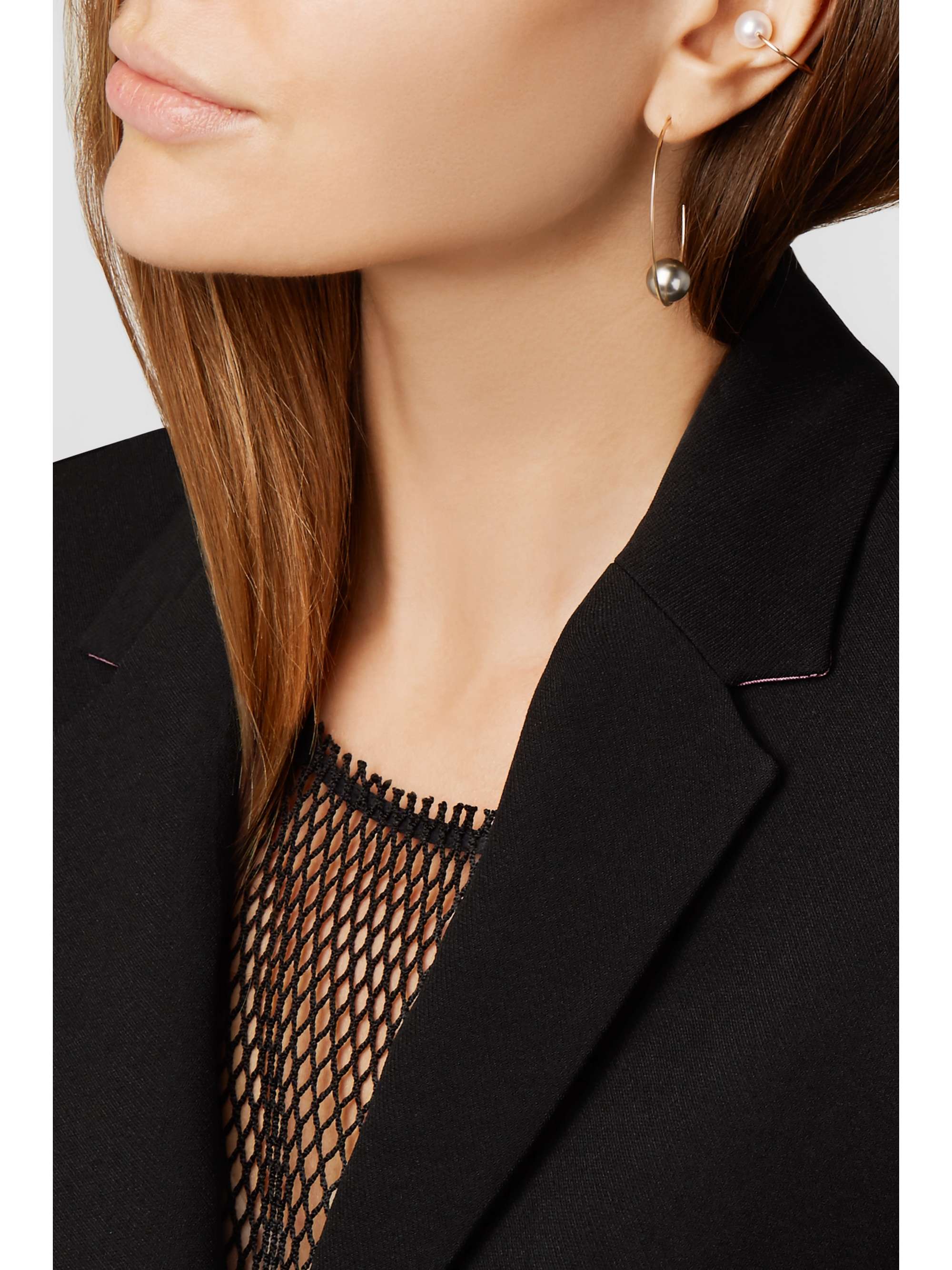 MIZUKI 14-karat gold pearl hoop earrings