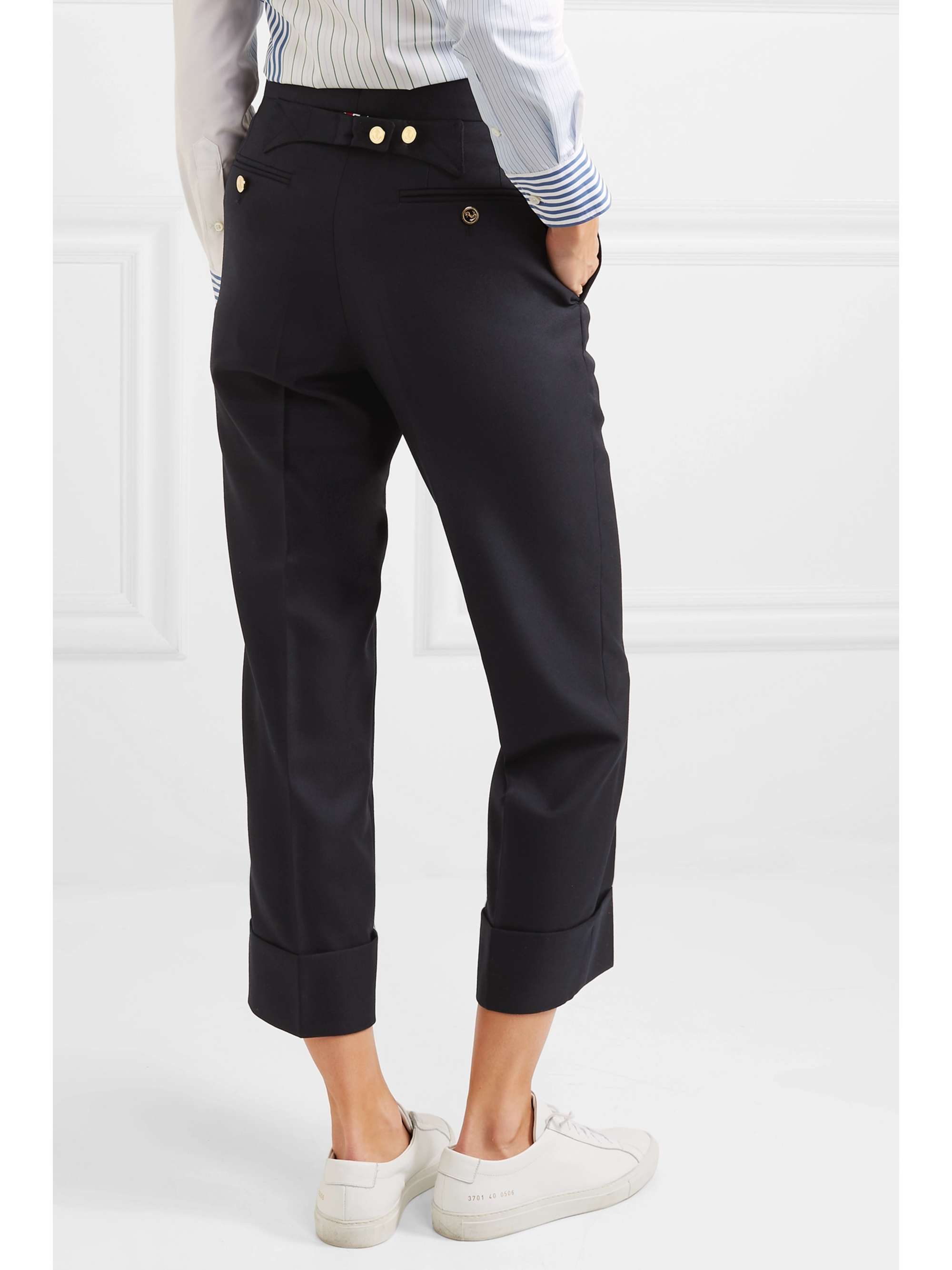 THOM BROWNE Cropped wool-blend twill straight-leg pants