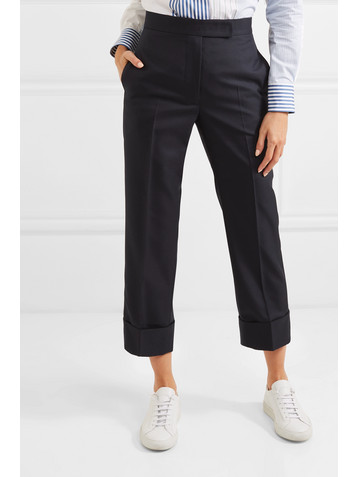 Thom Browne Cropped wool-blend twill straight-leg pants