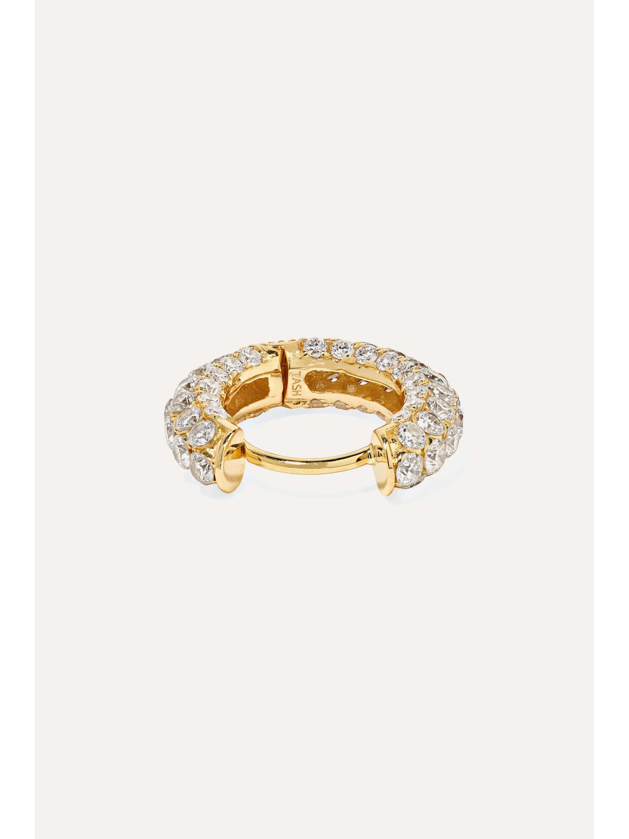 MARIA TASH 8mm 18-karat gold diamond hoop earring