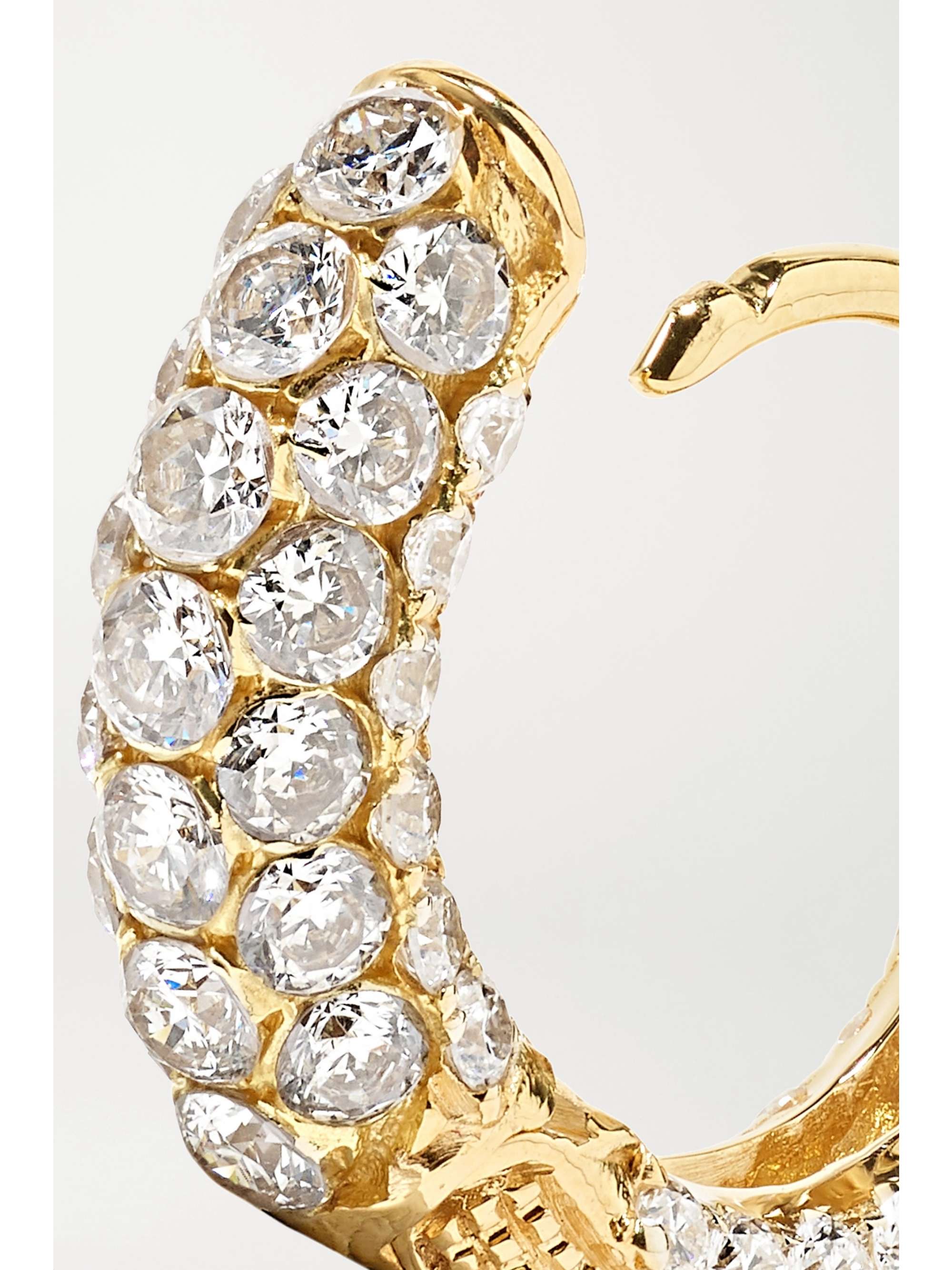 MARIA TASH 8mm 18-karat gold diamond hoop earring