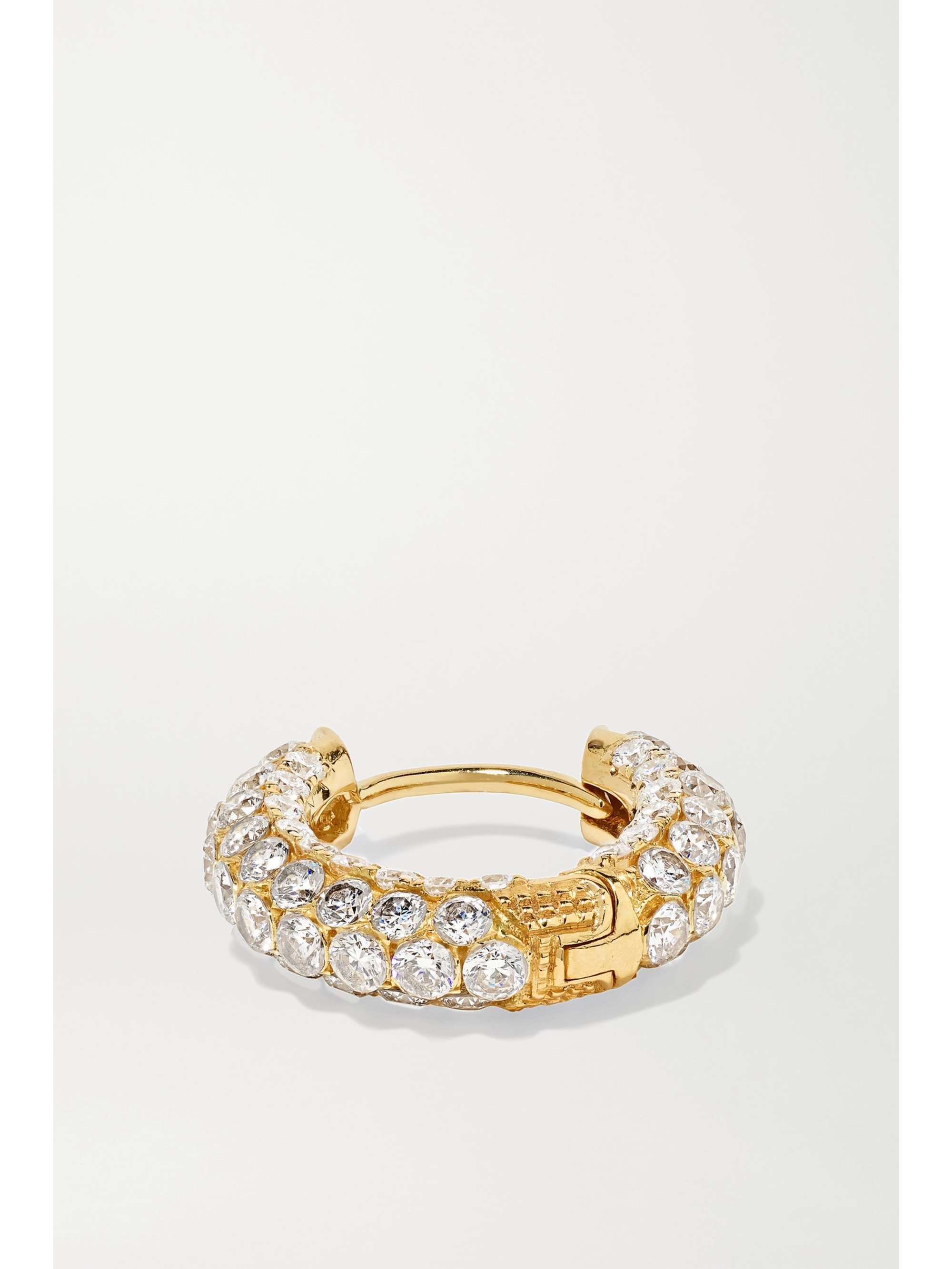 MARIA TASH 8mm 18-karat gold diamond hoop earring