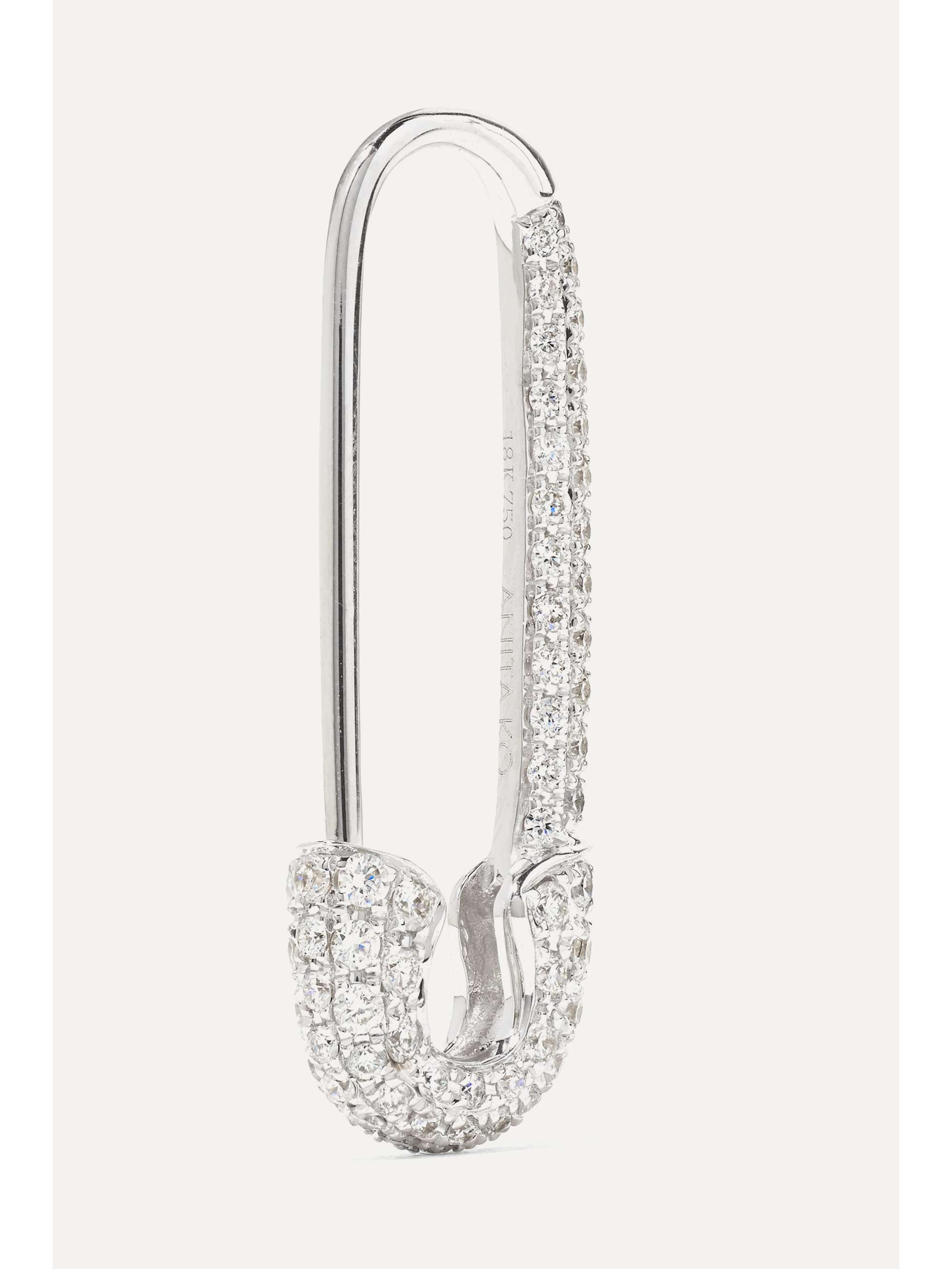 ANITA KO Safety Pin 18-karat rose gold sapphire earring