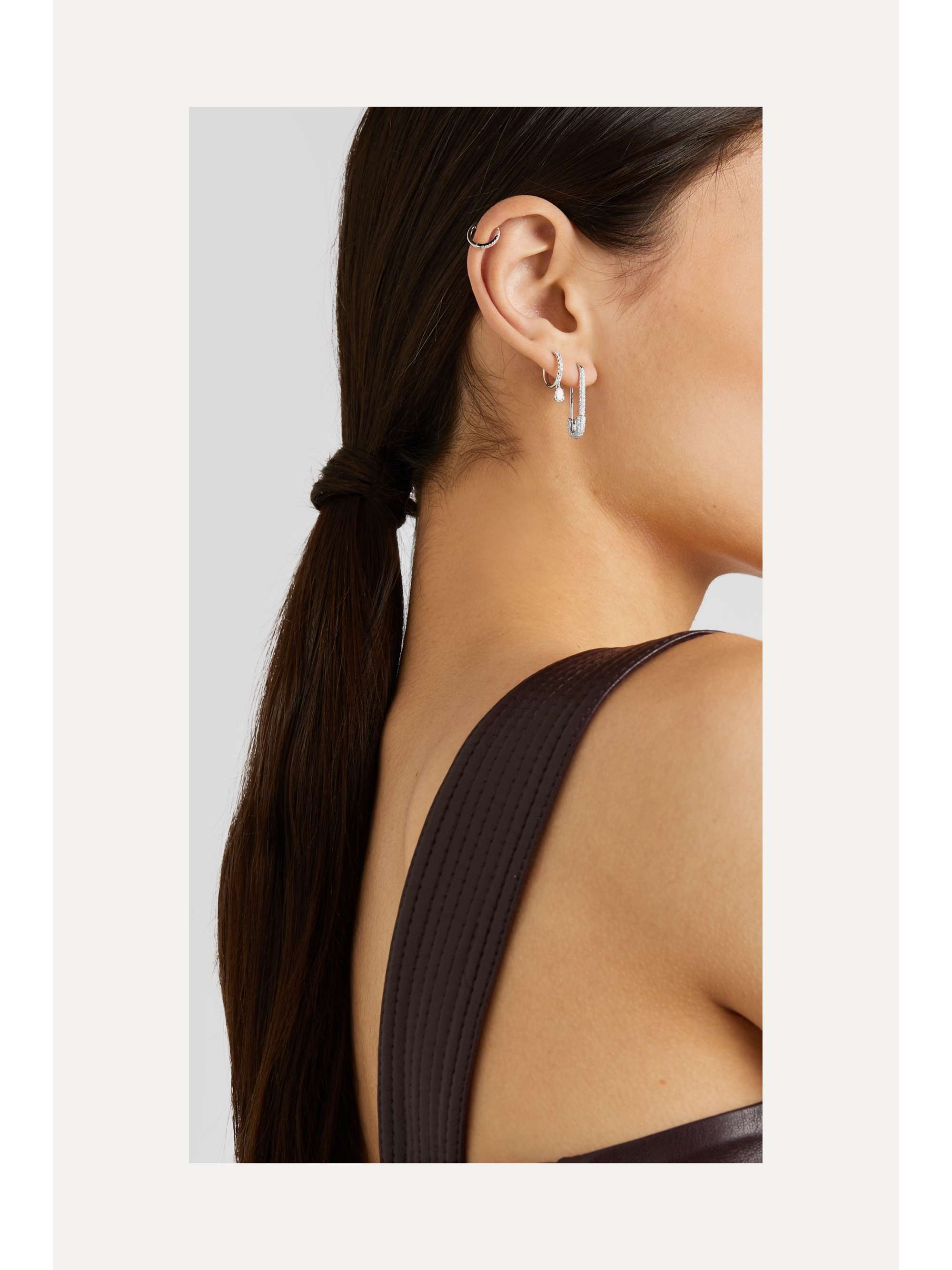 ANITA KO Safety Pin 18-karat rose gold sapphire earring