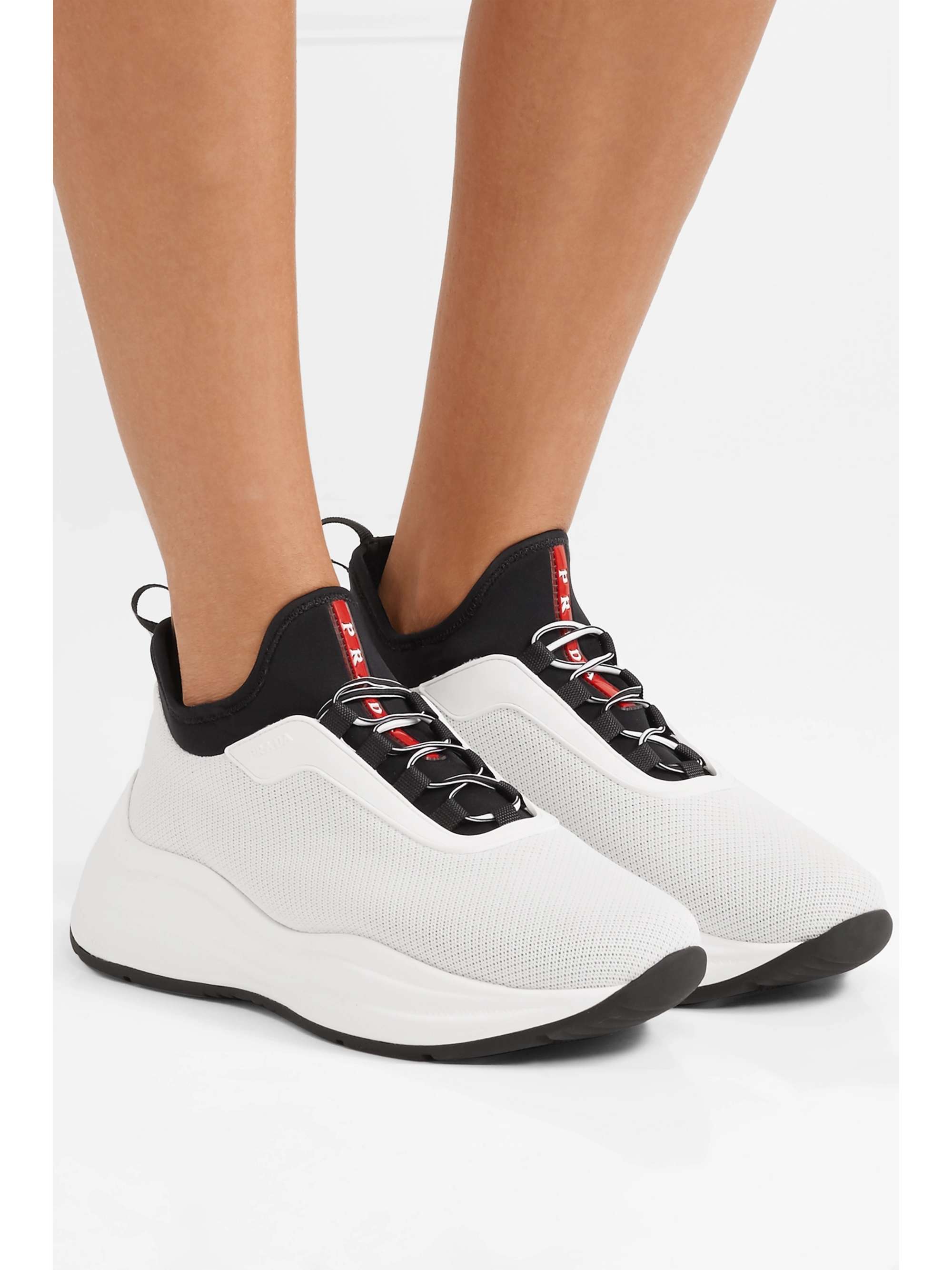 White America's Cup rubber, nylon and mesh sneakers | PRADA | NET-A-PORTER