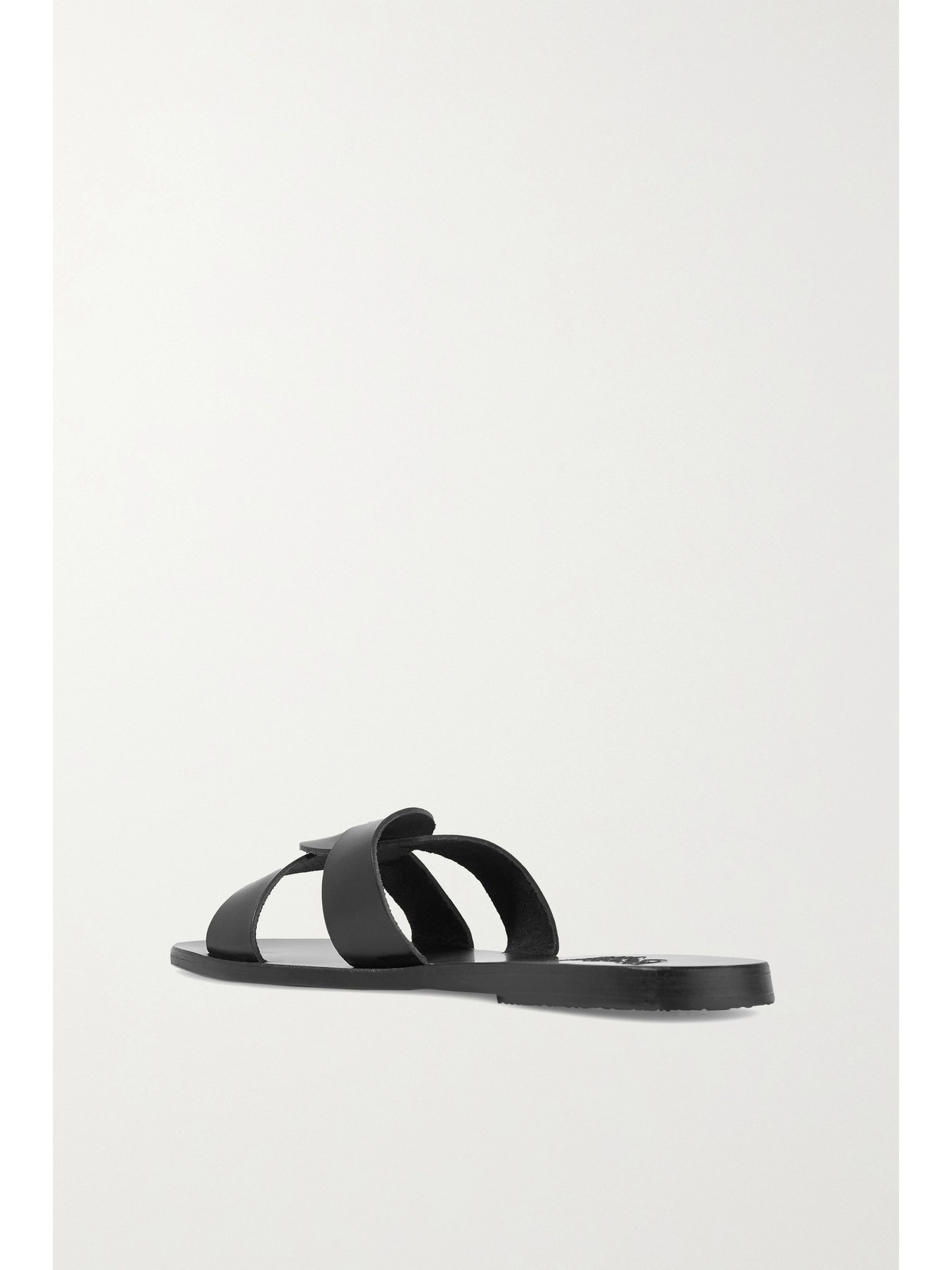 Shop Ancient Greek Sandals Desmos Cutout Leather Slides In Black