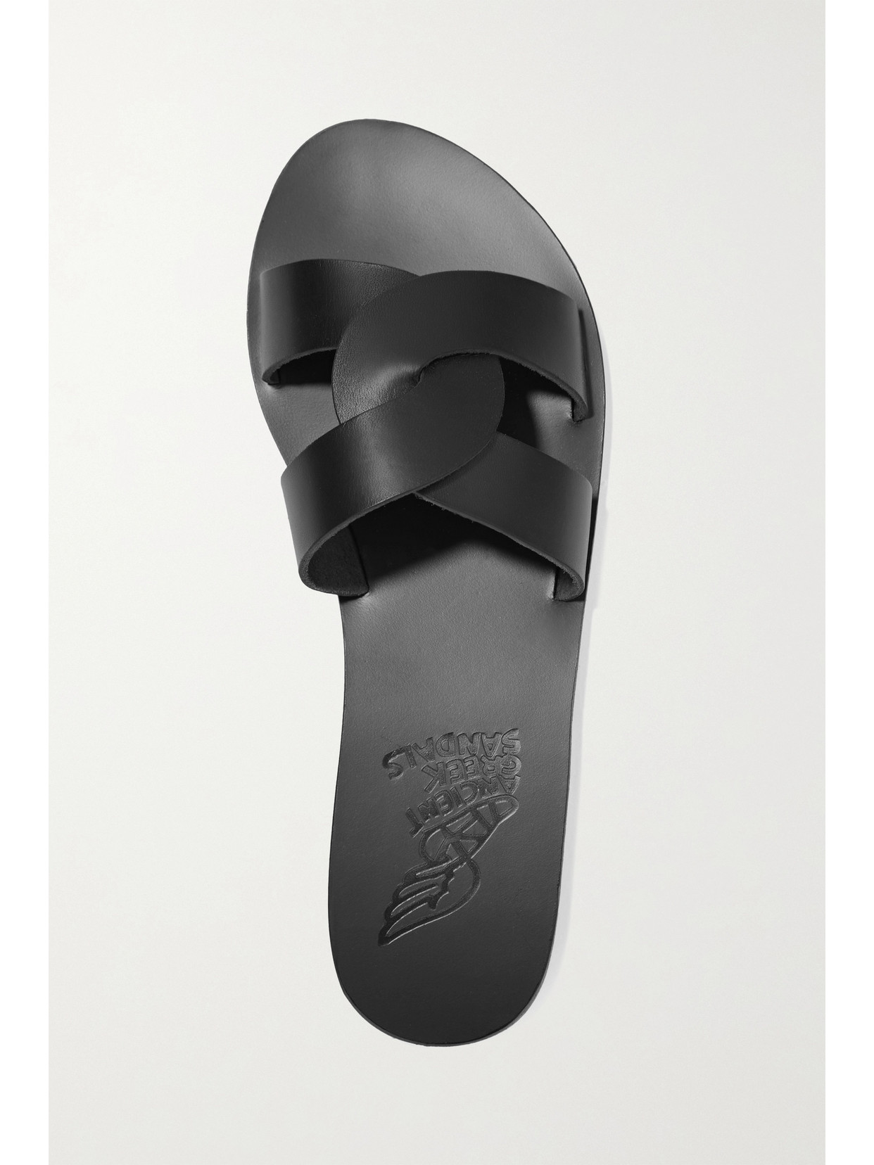 Shop Ancient Greek Sandals Desmos Cutout Leather Slides In Black