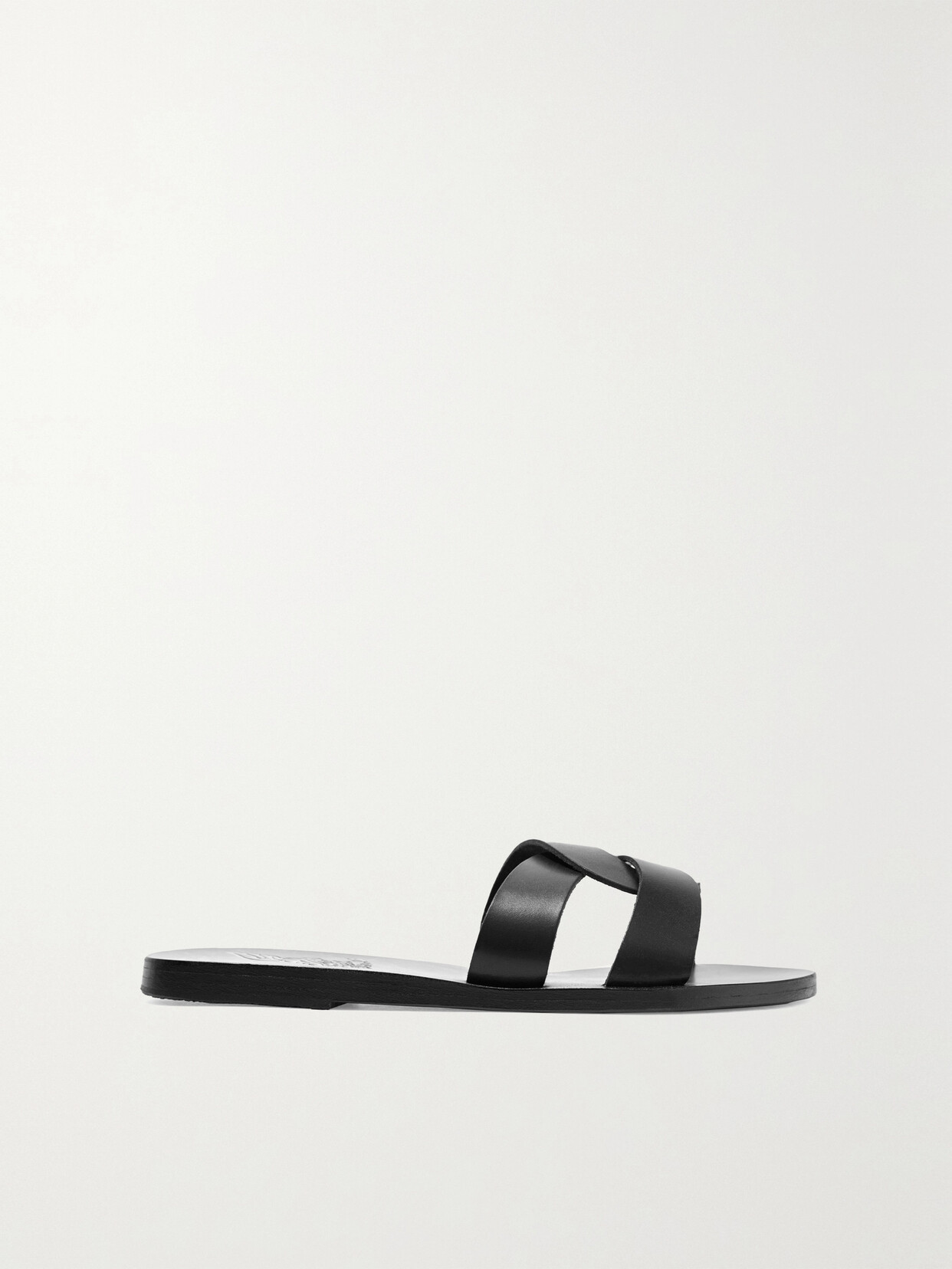 Shop Ancient Greek Sandals Desmos Cutout Leather Slides In Black