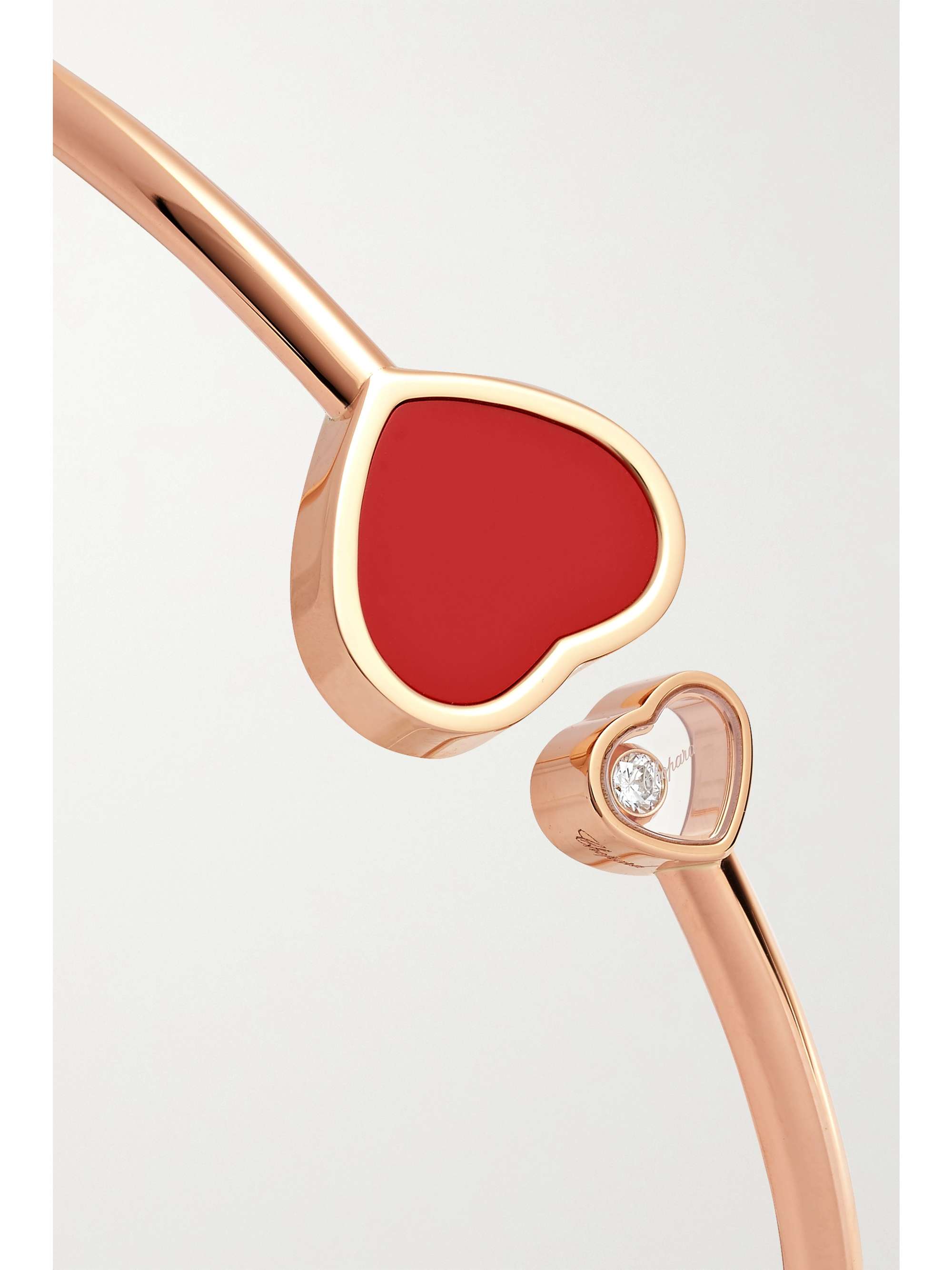 CHOPARD Happy Hearts 18-karat rose gold, onyx and diamond cuff