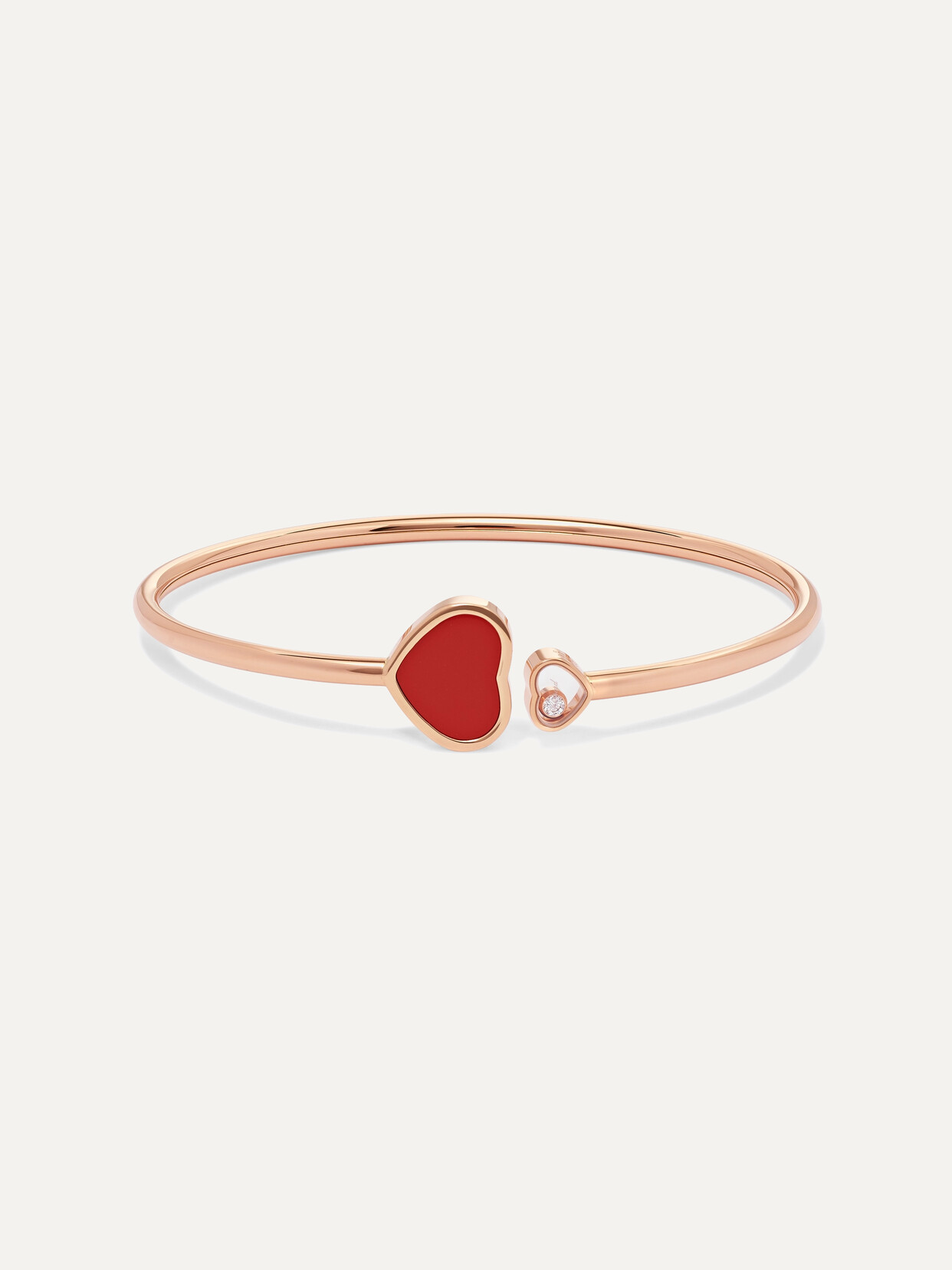 Chopard - Happy Hearts 18-karat Rose Gold, Diamond And Red Stone Cuff - one size 22 Awaiting product image