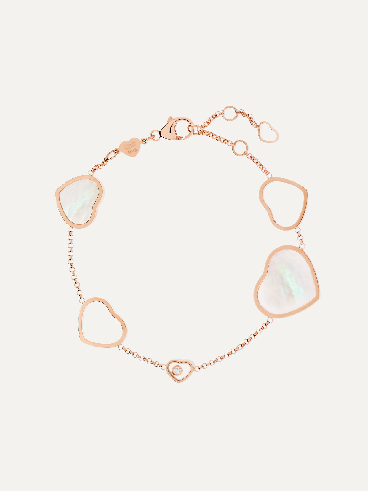 Chopard Happy Hearts 18-karat Rose Gold, Diamond And Mother-of-pearl Bracelet