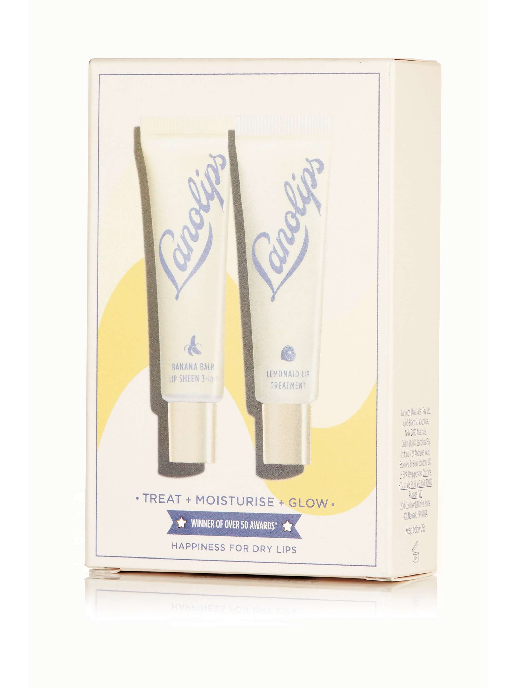 LANO - LIPS HANDS ALL OVER Duo de soins pour les lèvres Treat + Moisturize + Glow, 2 x 12,5 g