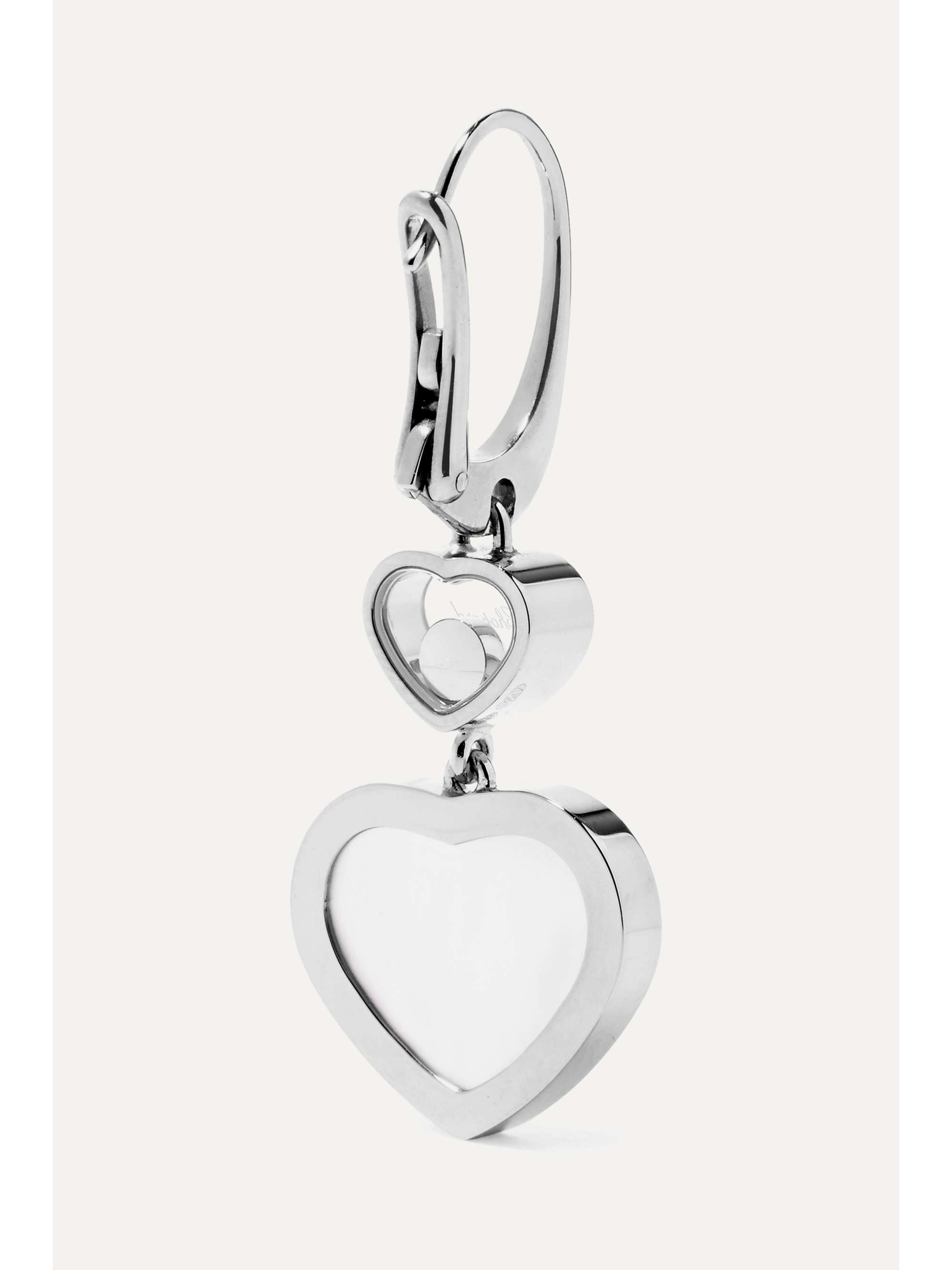 CHOPARD Happy Hearts 18-karat rose gold, diamond and onyx earrings