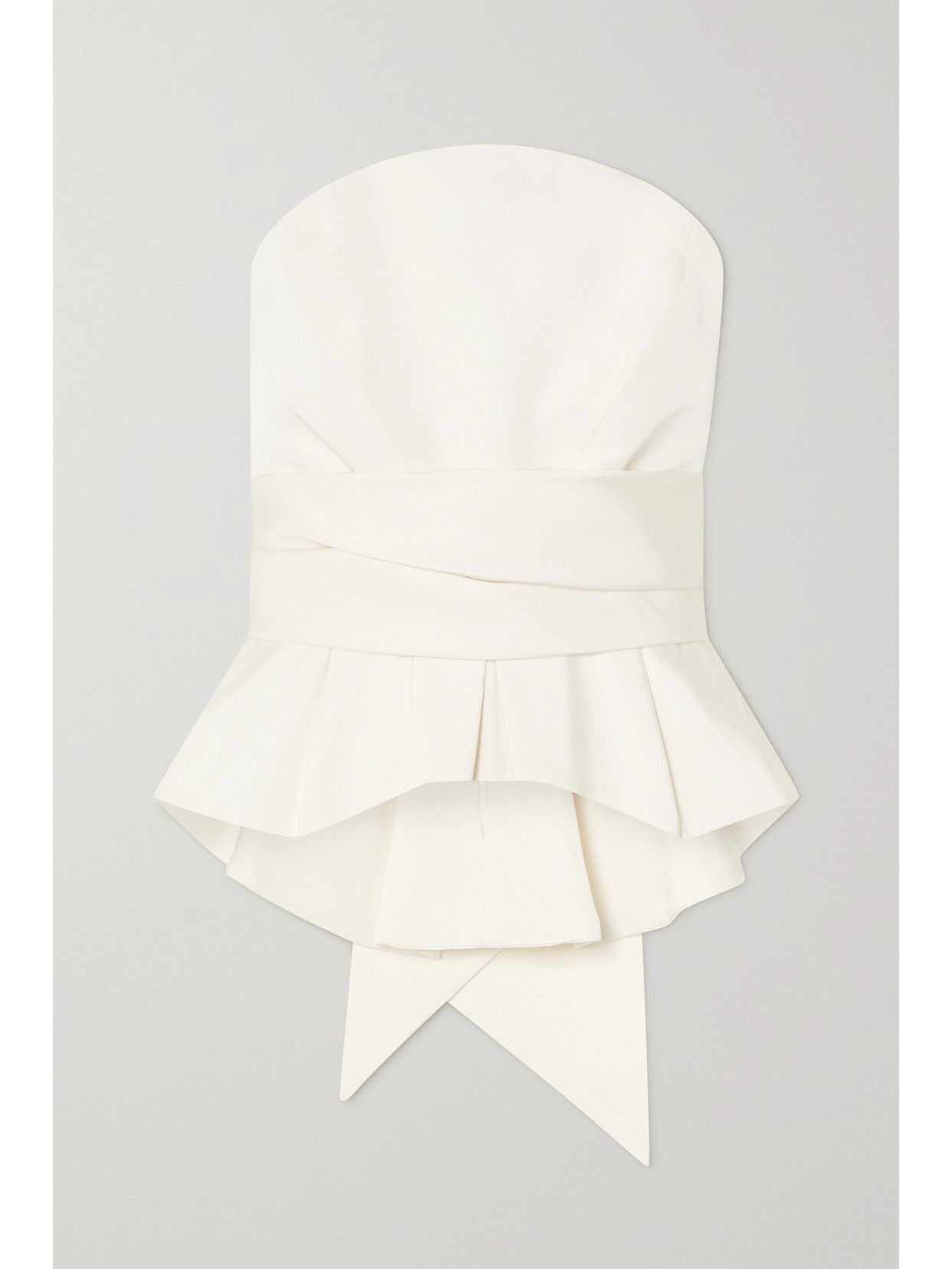 Brandon Maxwell Bow-detailed Silk-twill Bustier Top - Ivory