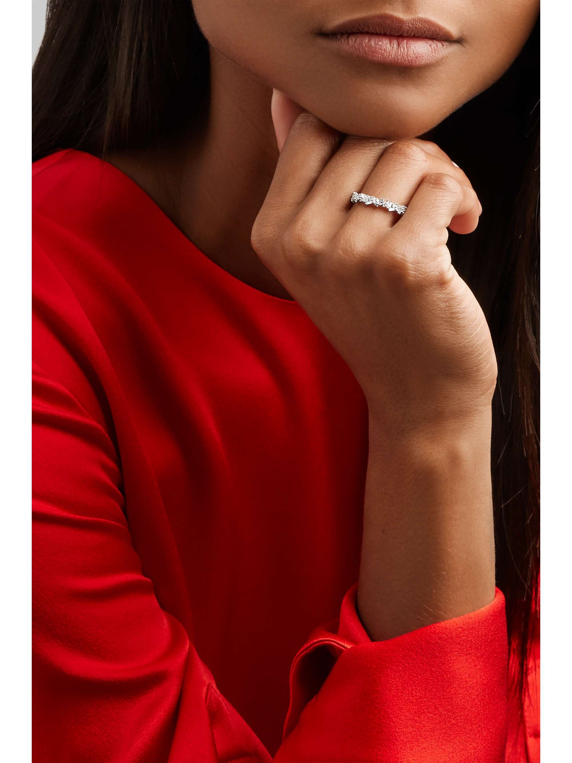 SUZANNE KALAN 18-karat white gold diamond ring