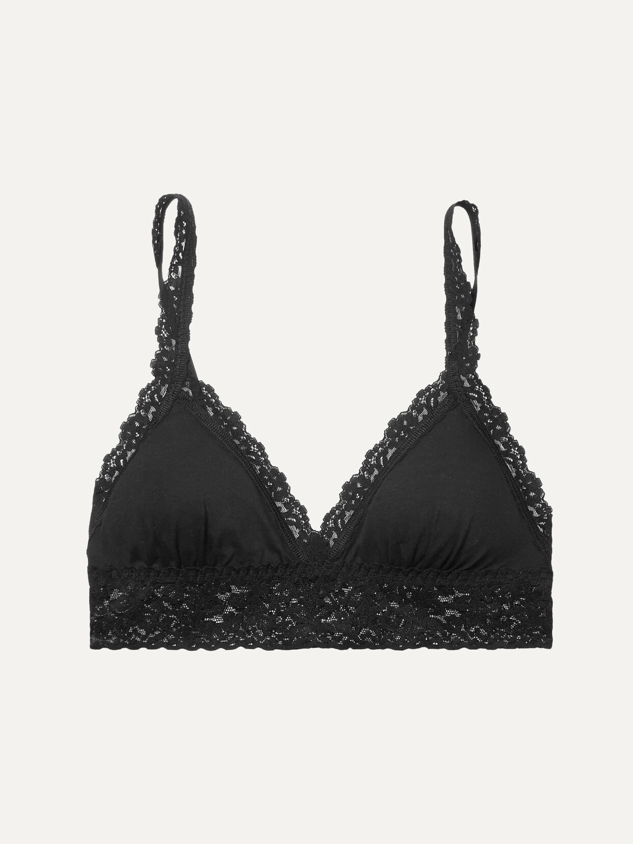 Hanky Panky - + Net Sustain Signature Lace-trimmed Stretch Organic Cotton Padded Soft-cup Bra - Black