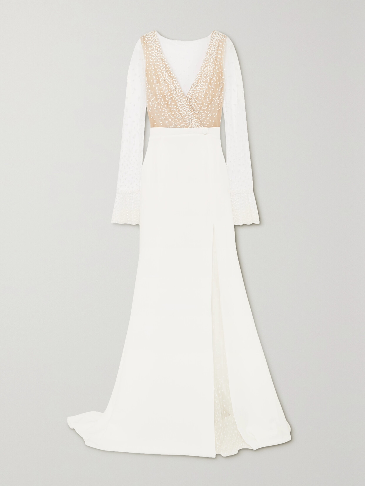 Rime Arodaky Joni Swiss-dot Tulle And Crepe Gown In White