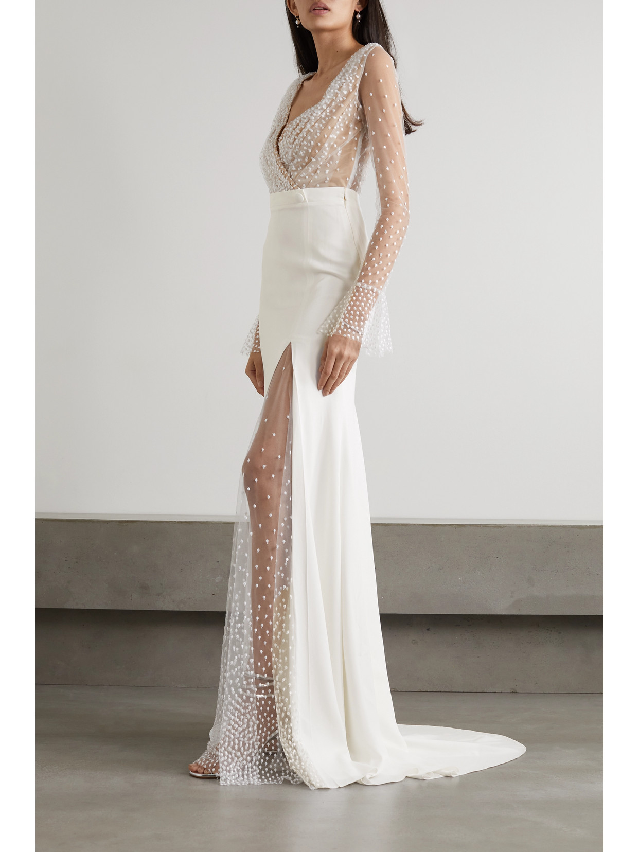 Rime Arodaky Joni Swissdot Tulle And Crepe Gown In White ModeSens