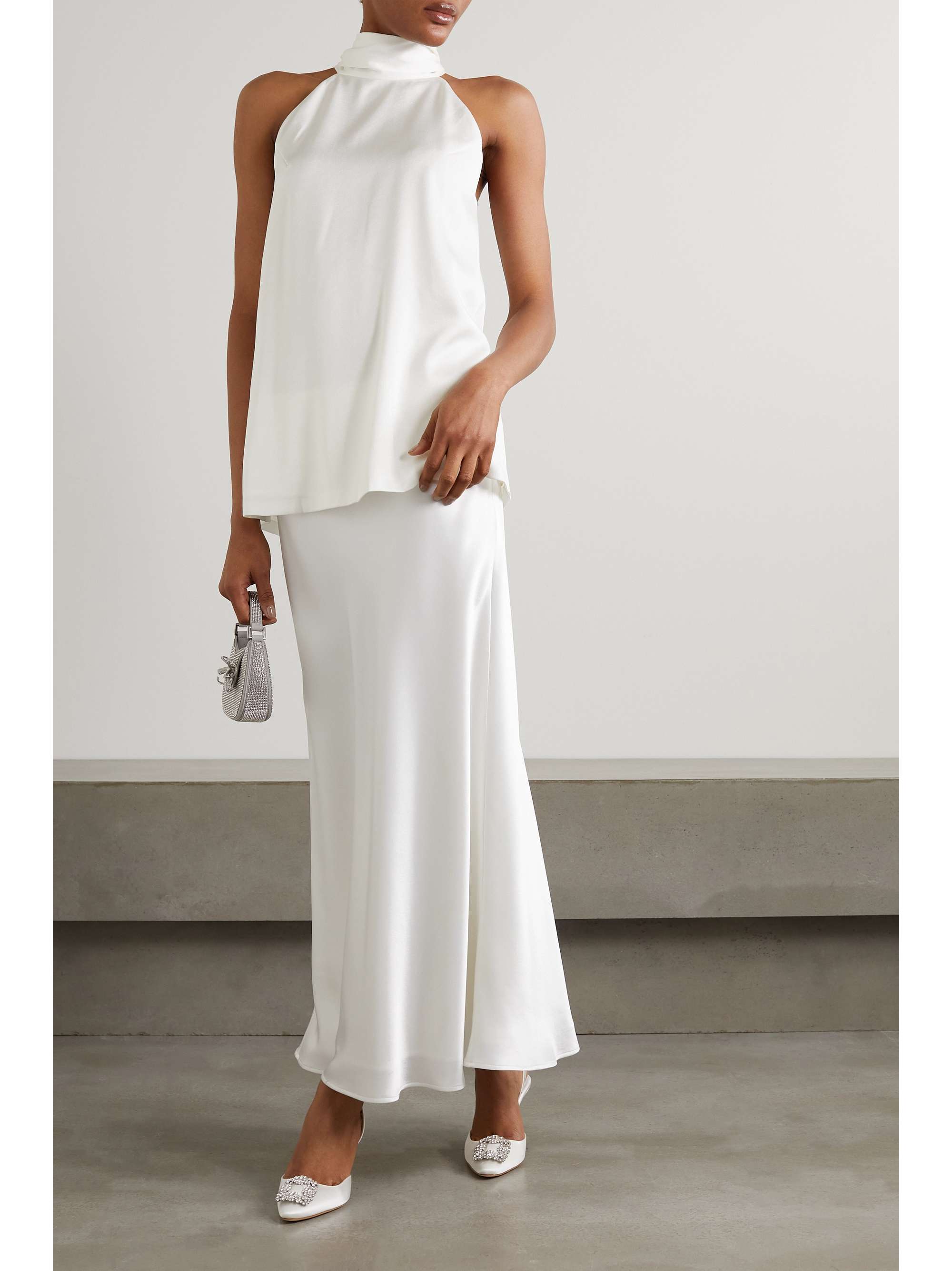 GALVAN Satin halterneck top