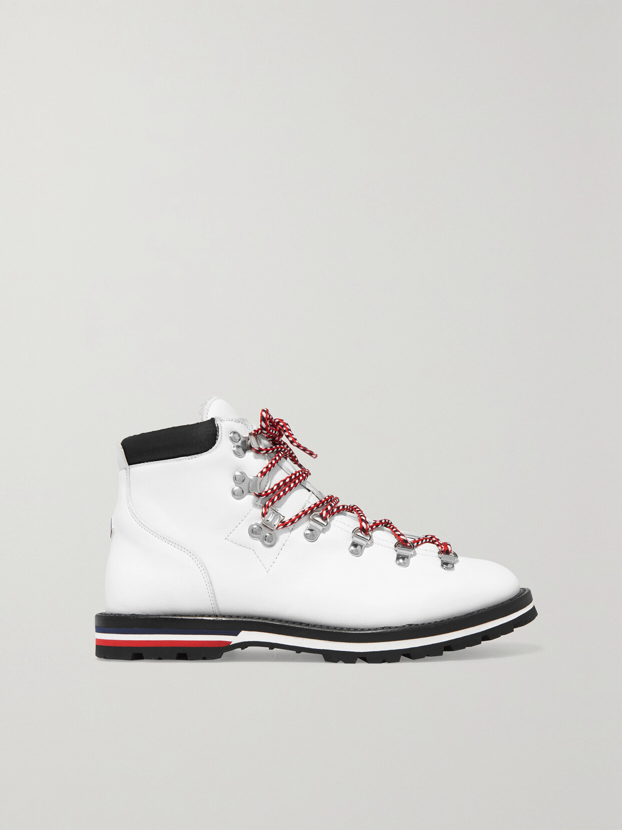 Moncler Blanche Shearling-lined Leather Ankle Boots In Animal Print