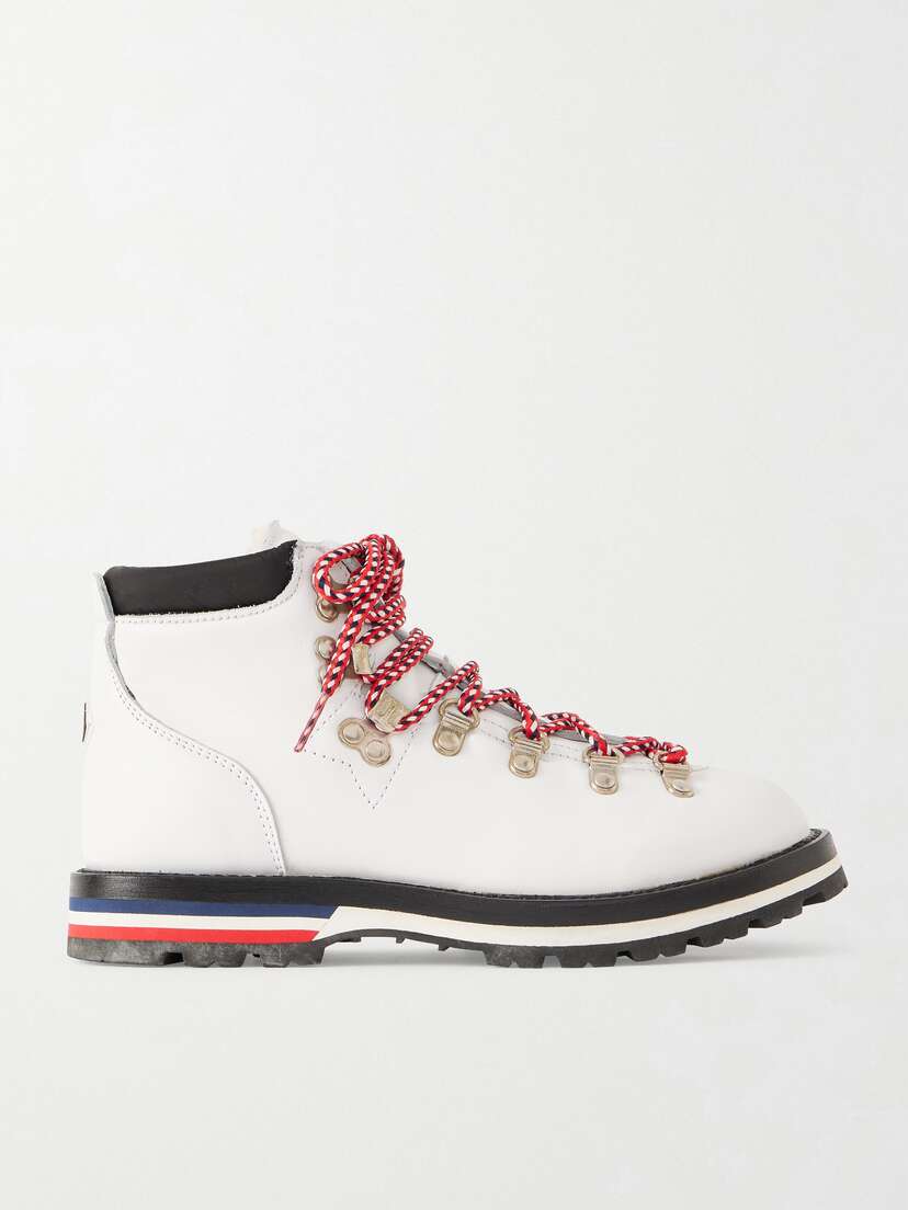 Moncler Blanche Shearling-lined Leather Ankle Boots