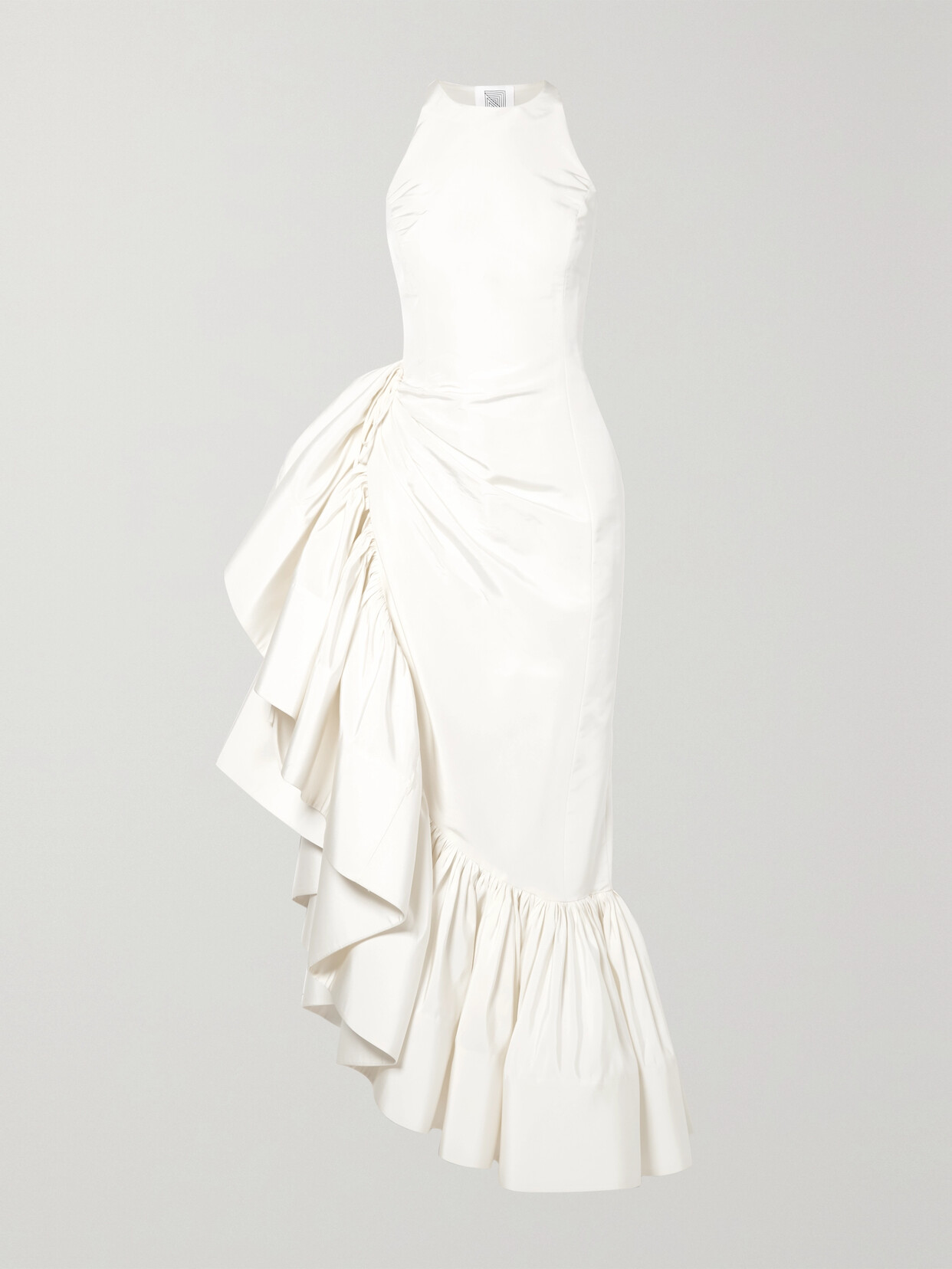 Rosie Assoulin Whoopsy Daisy Asymmetric Ruffled Silk-charmeuse Gown In White