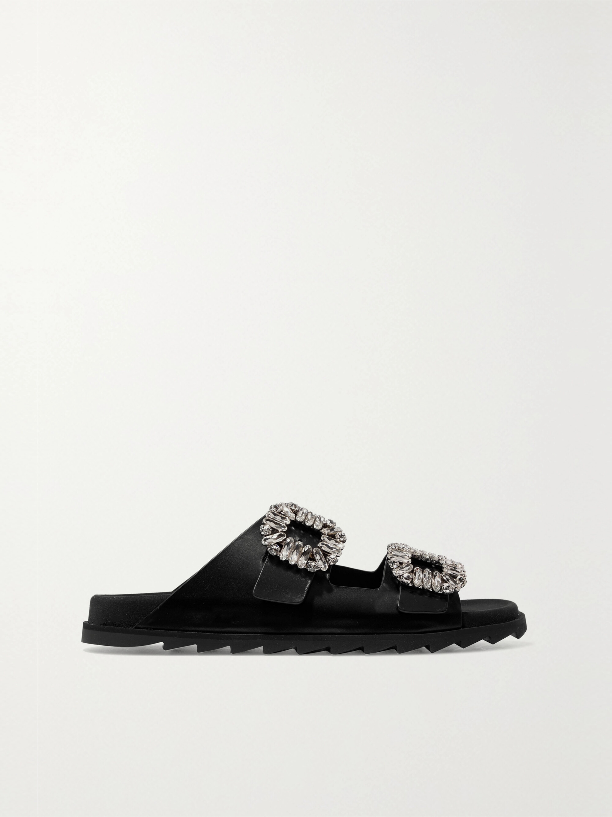 ROGER VIVIER Slidy Viv crystal-embellished leather slides