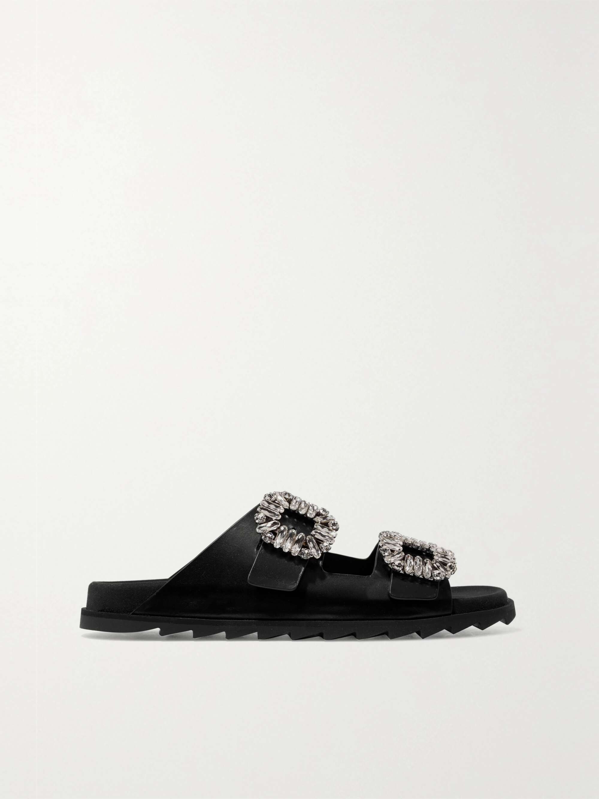 ROGER VIVIER Slidy Viv crystal-embellished leather slides | NET-A-PORTER