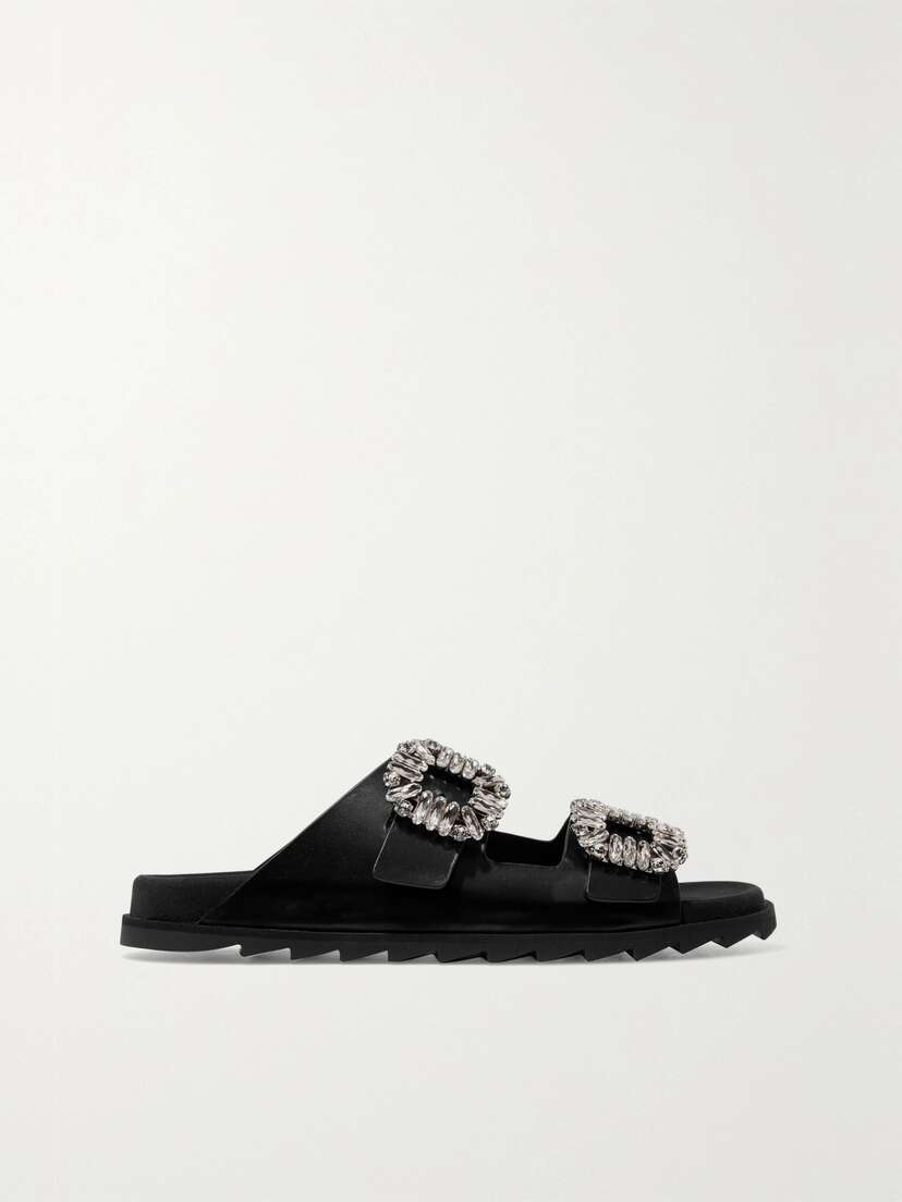 Roger Vivier Slidy Viv Crystal-embellished Leather Slides