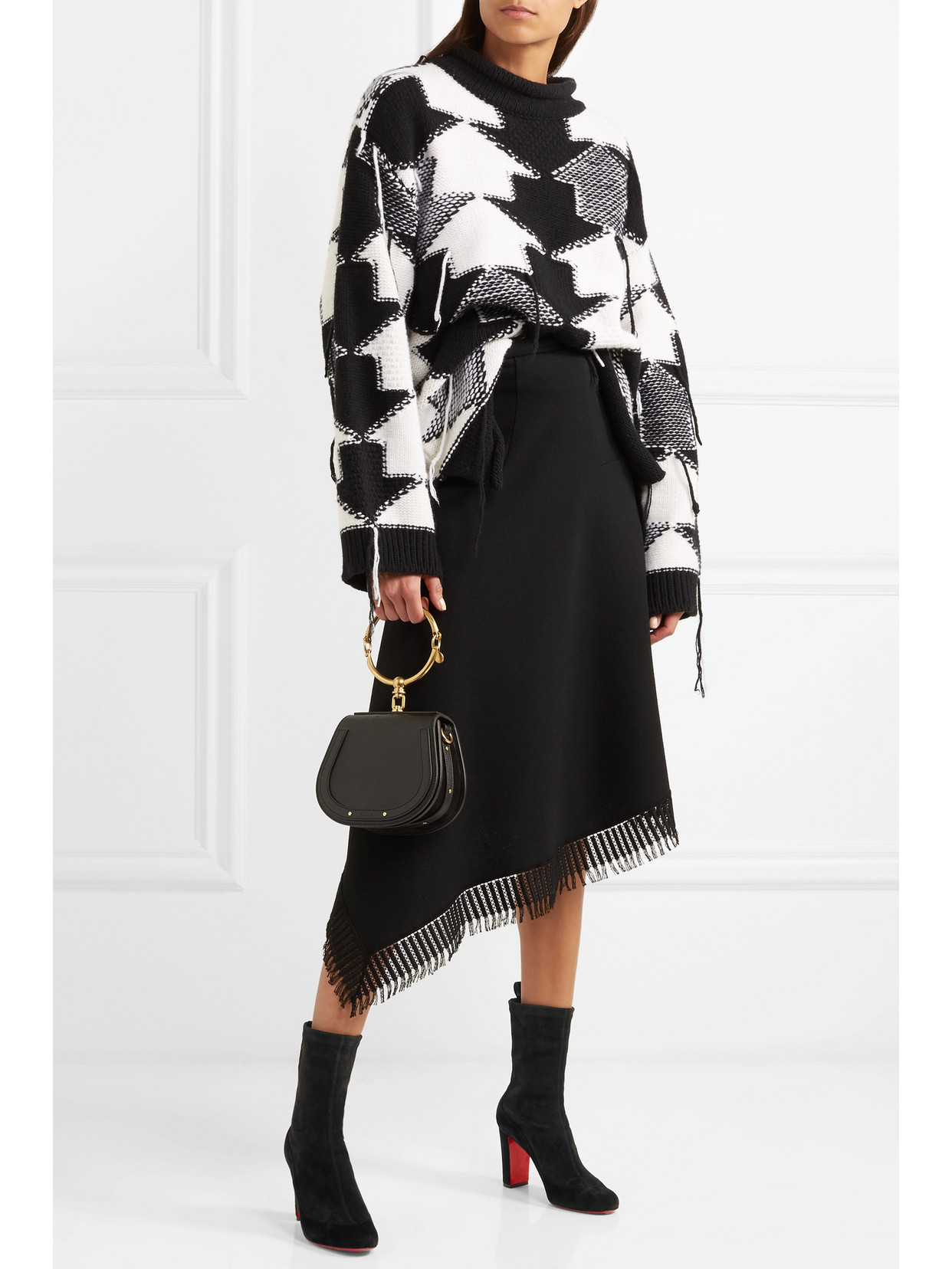 gena stretch suede midi boot