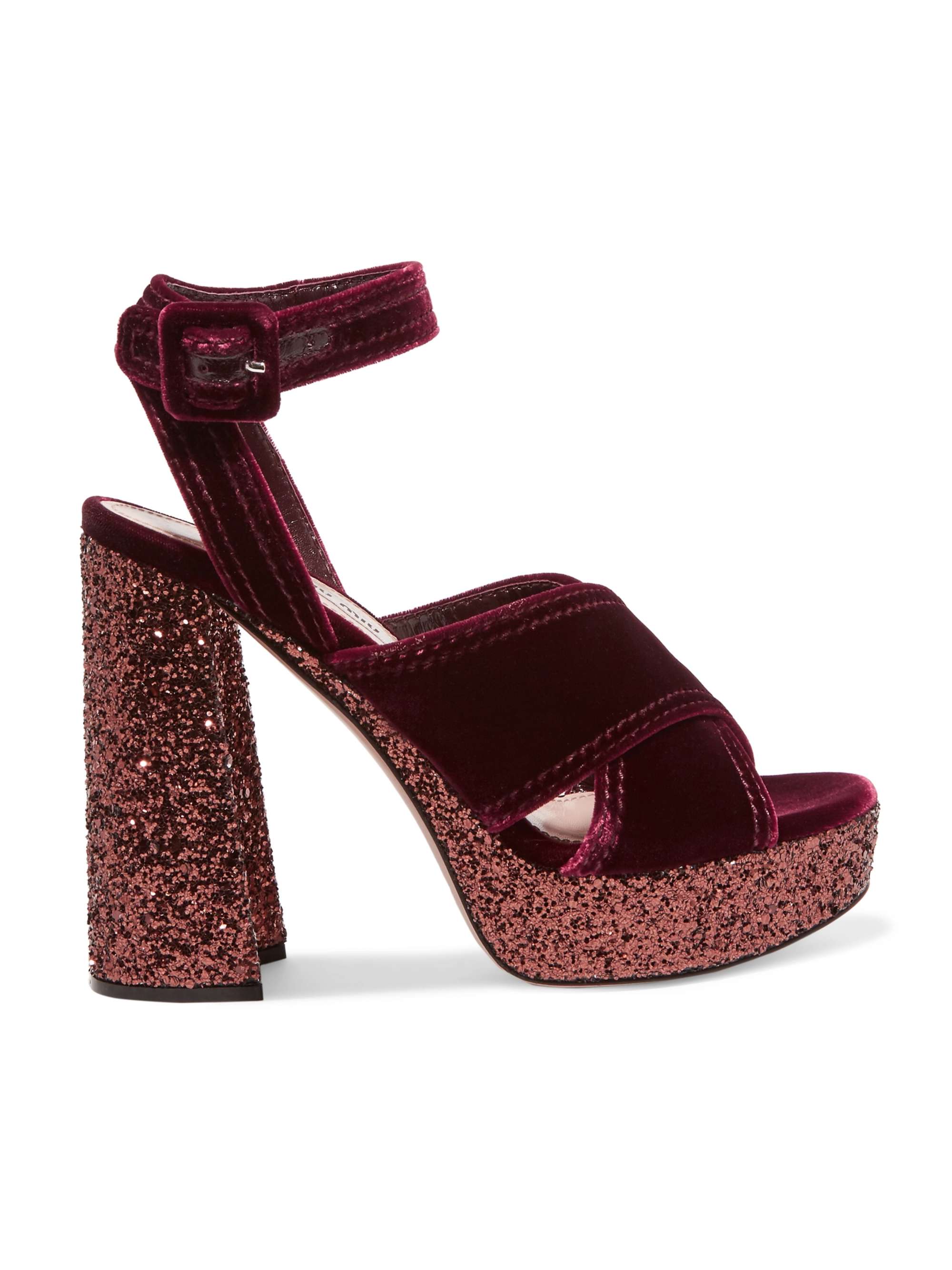 miu miu glitter platform sandals