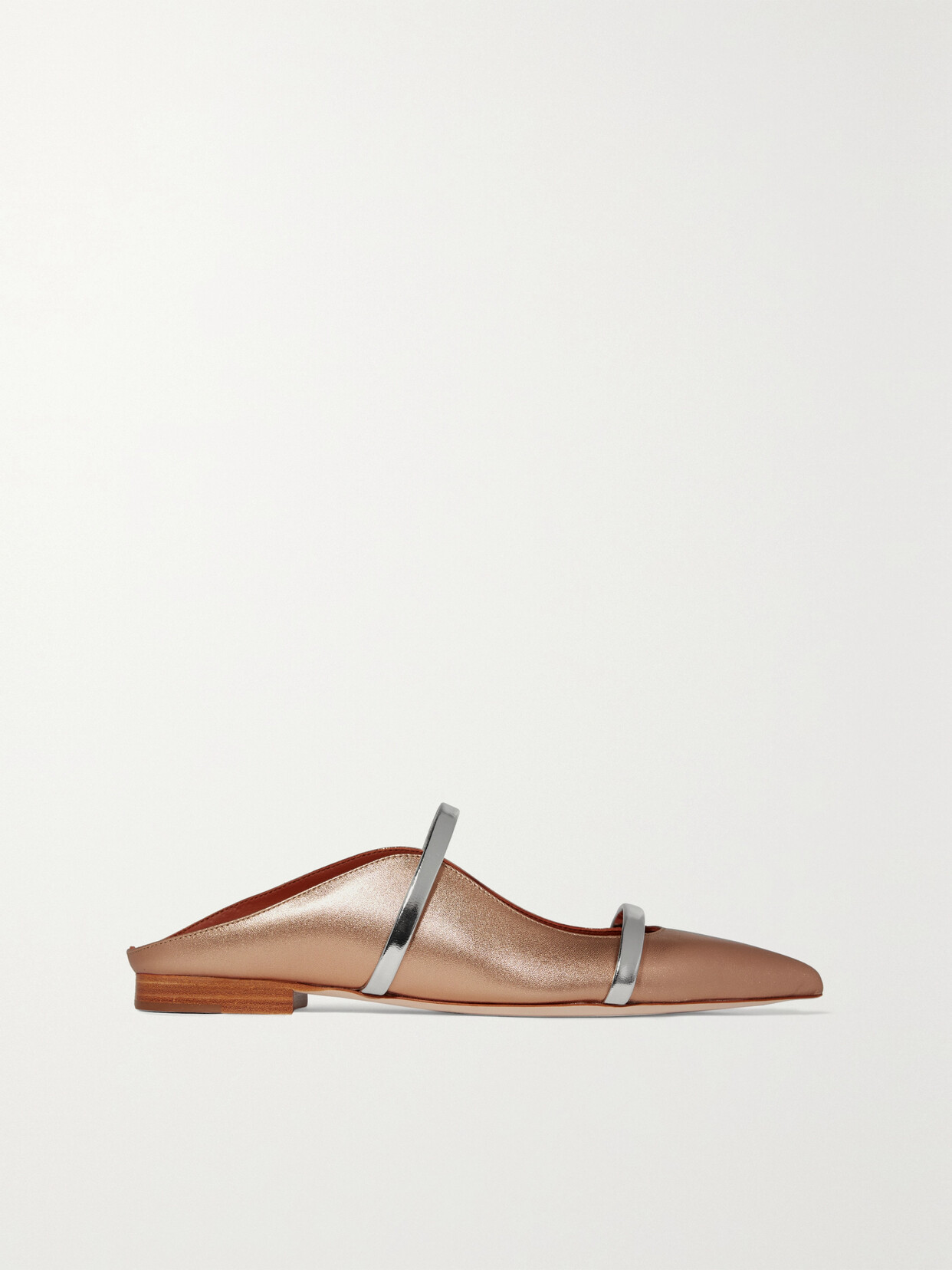 Shop Malone Souliers Maureen Metallic Leather Point-toe Flats In Gold