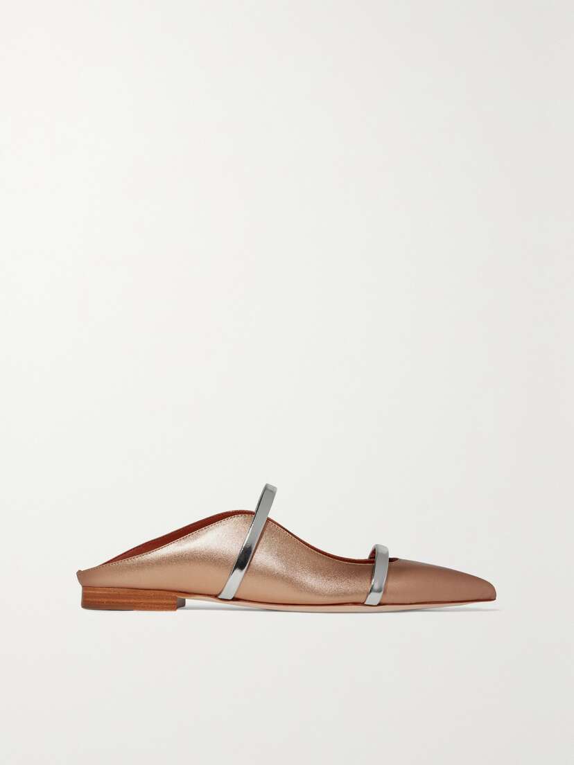 Malone Souliers Maureen Metallic Leather Point-toe Flats