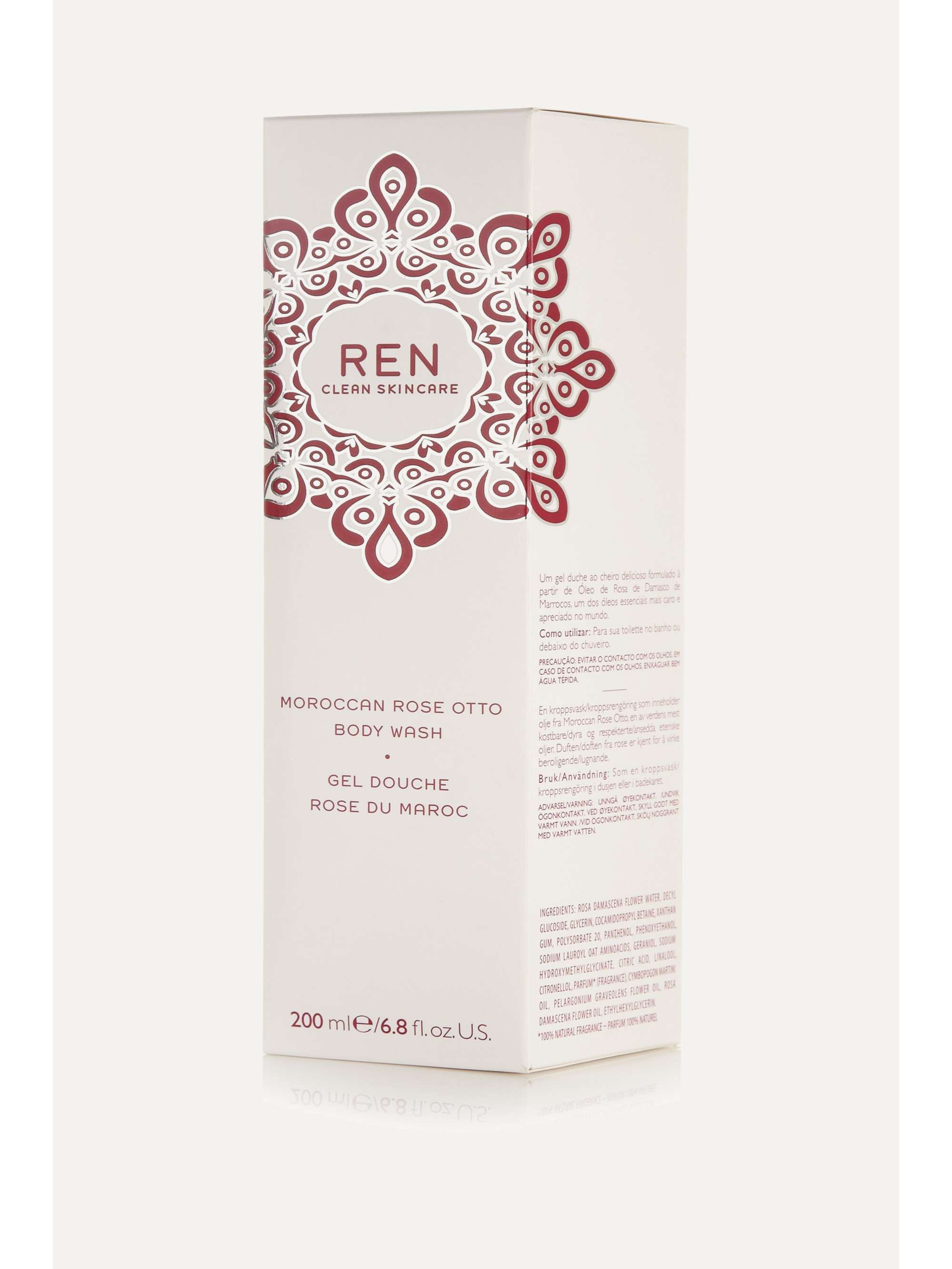 REN CLEAN SKINCARE + NET SUSTAIN Moroccan Rose Otto Body Wash, 200ml