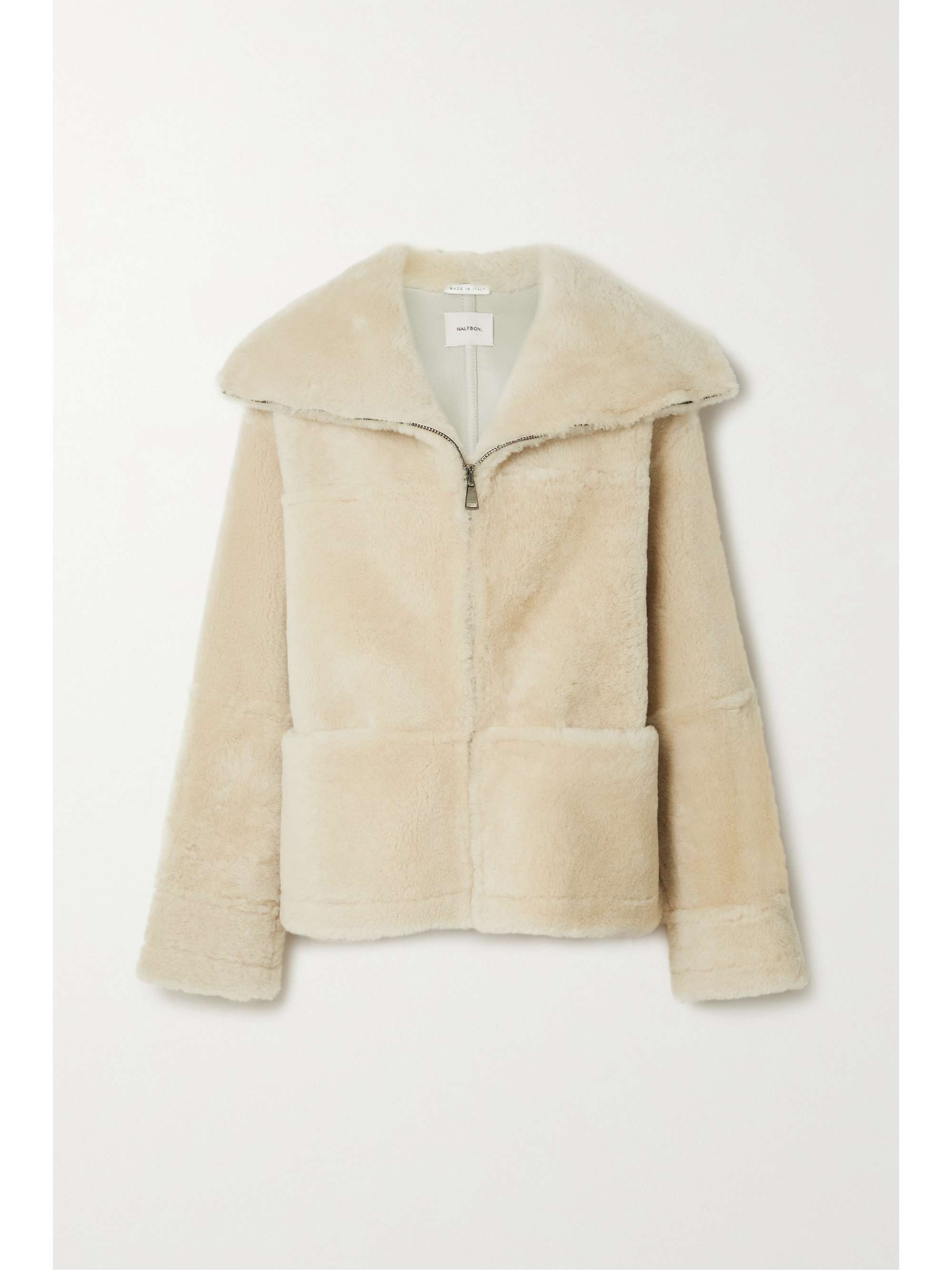 cream pile coat