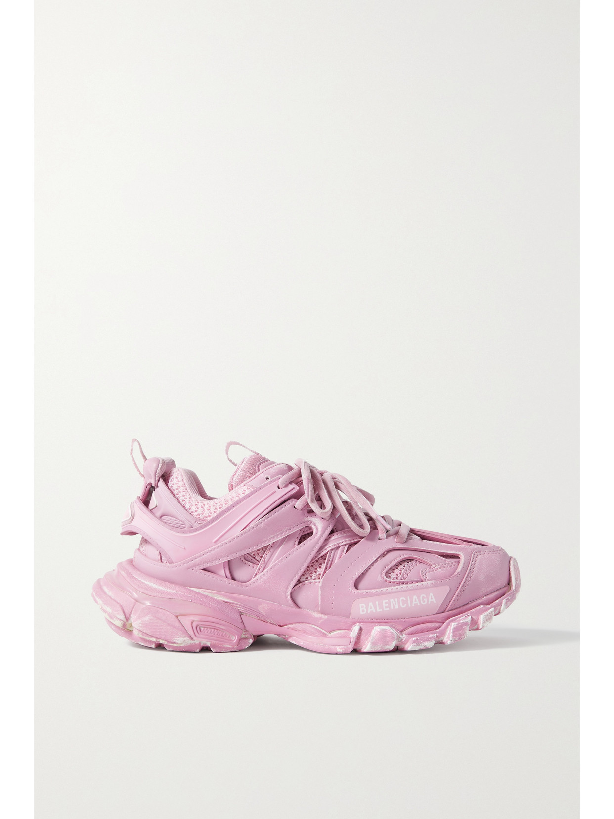 Shop Balenciaga Track Logo-detailed Mesh And Rubber Sneakers In Pink