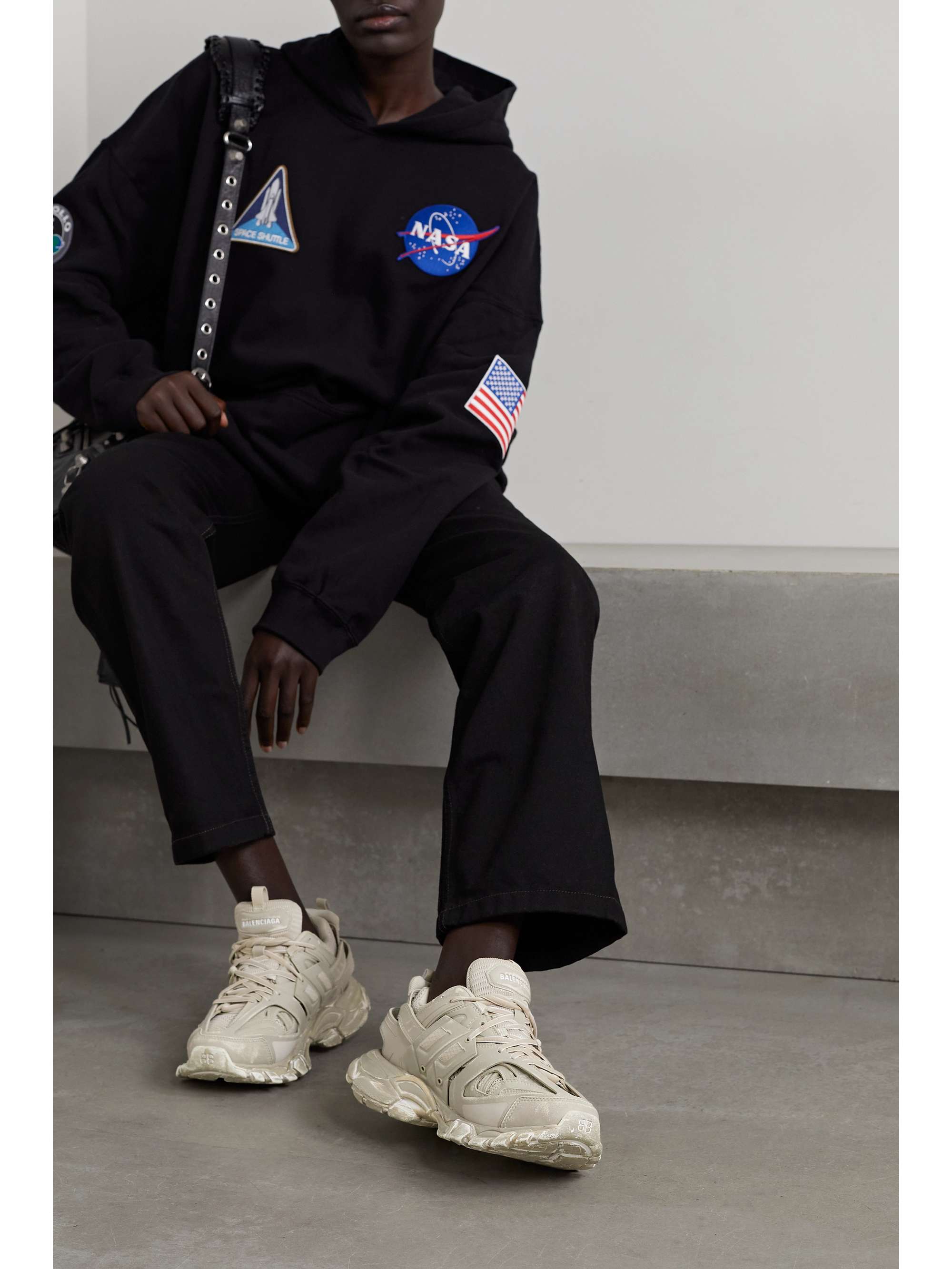 BALENCIAGA Track logo-detailed mesh and rubber sneakers
