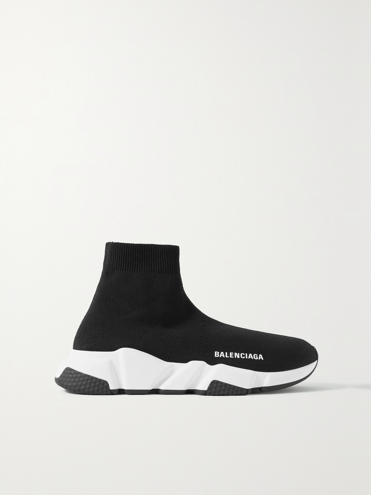 Shop Balenciaga Speed Lt Logo-print Stretch-knit High-top Sneakers In Black