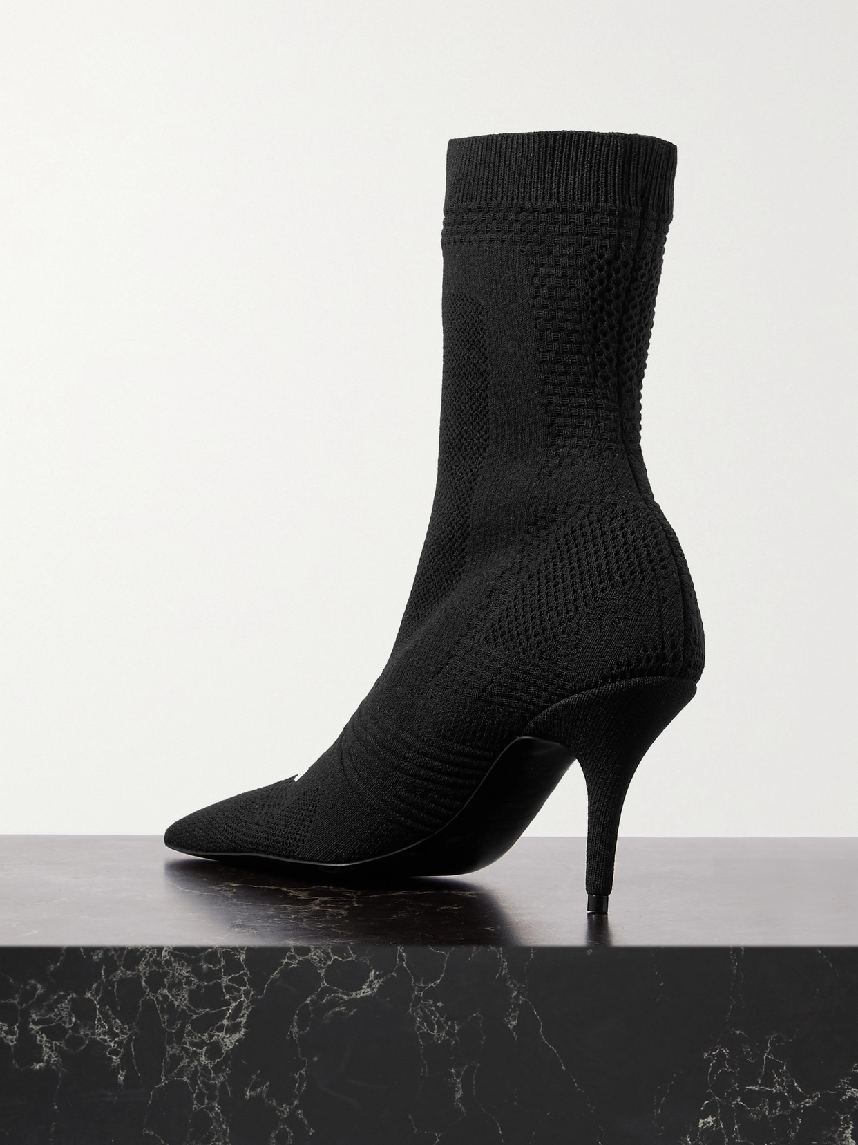 Balenciaga Womens Blk/white Knife 2.0 Logo-print Stretch-knit Sock Boots 3 In Black
