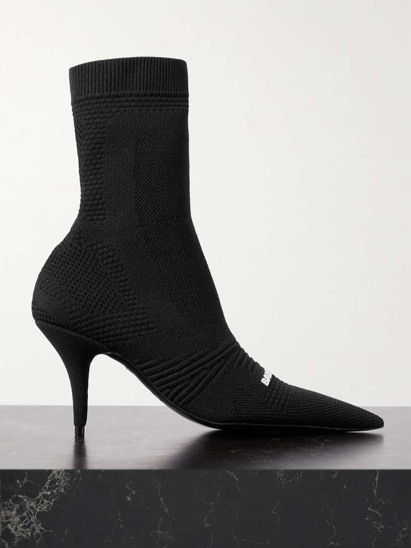 Balenciaga Knife 2.0 Logo-appliquéd Stretch-knit Ankle Boots