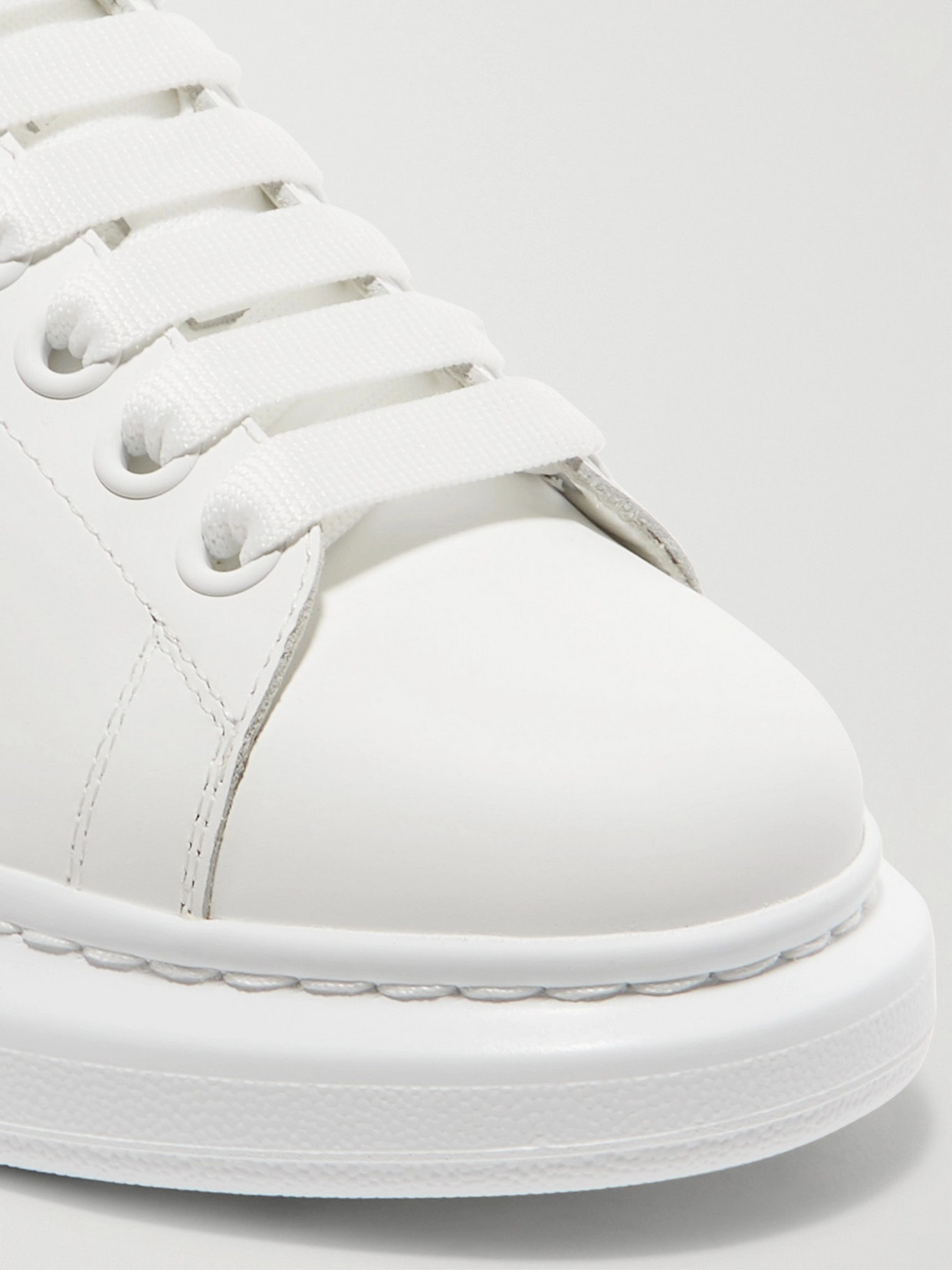 Shop Alexander Mcqueen Suede-trimmed Leather Exaggerated-sole Sneakers In White