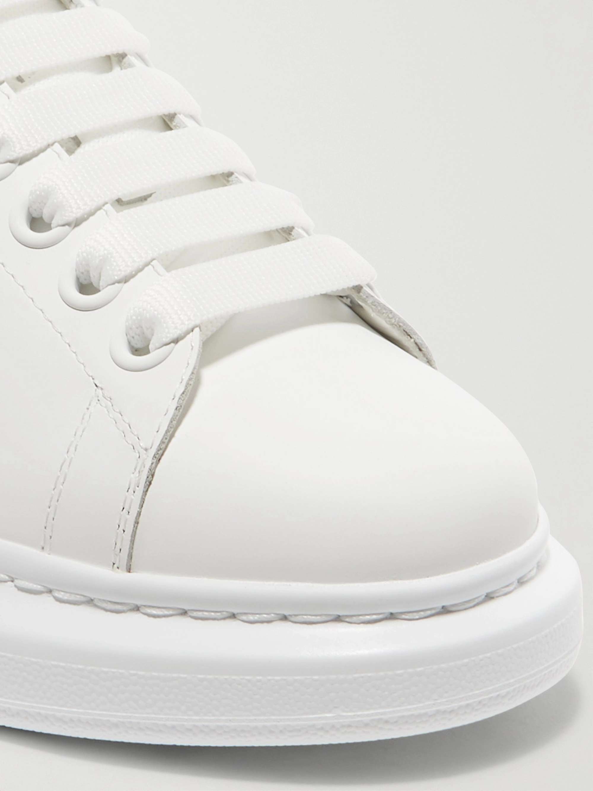 ALEXANDER MCQUEEN Suede-trimmed leather exaggerated-sole sneakers