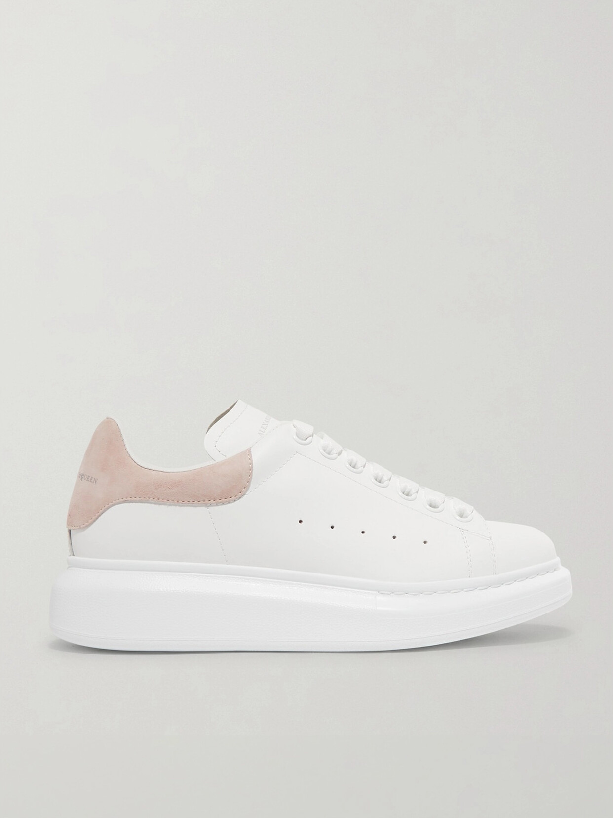 Shop Alexander Mcqueen Suede-trimmed Leather Exaggerated-sole Sneakers In White