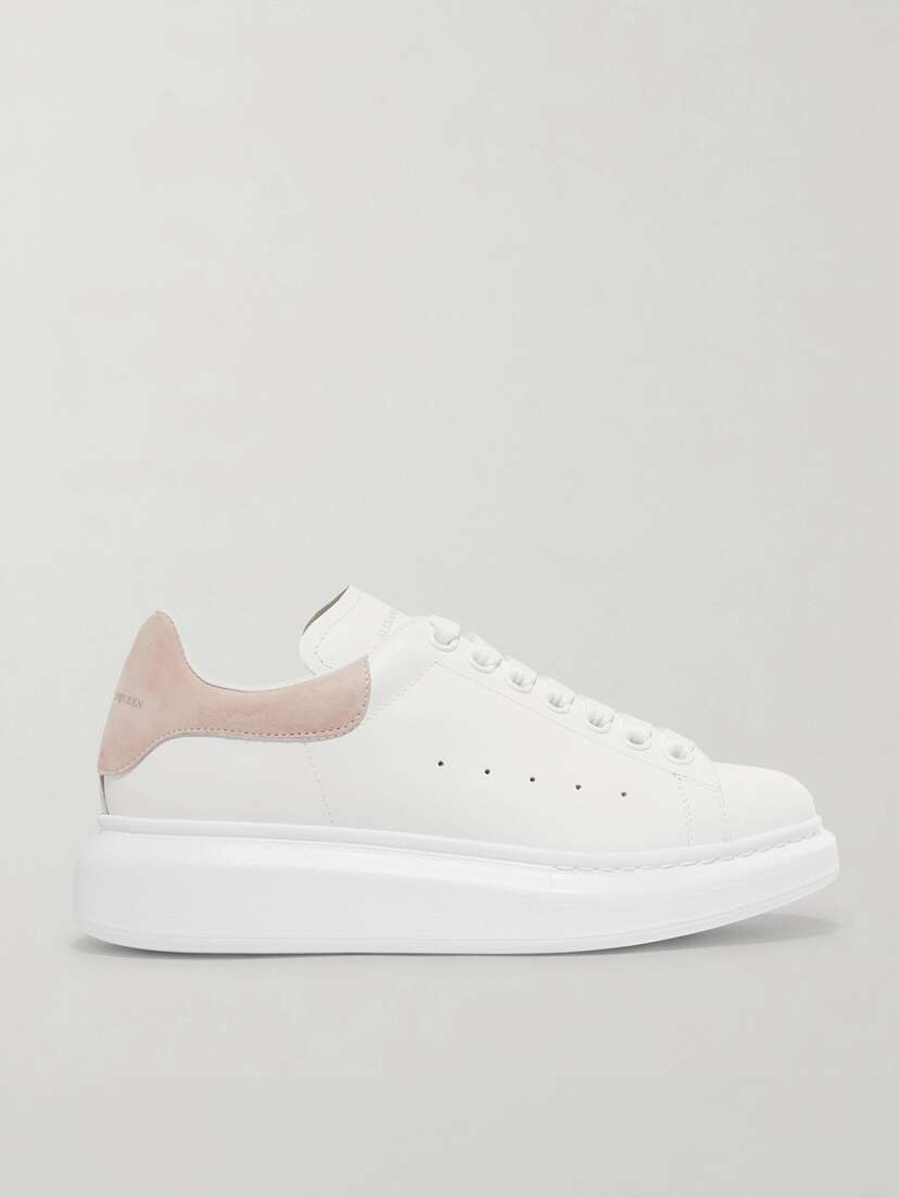 McQueen Suede-trimmed Leather Exaggerated-sole Sneakers