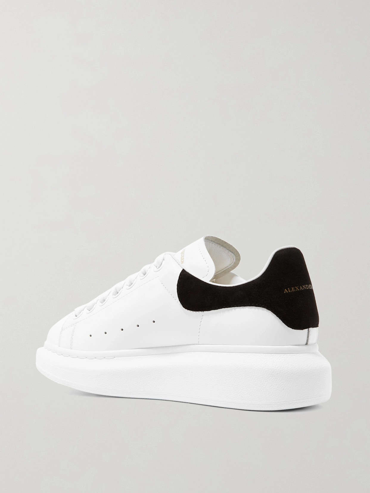 Alexander Mcqueen Oversized Sneakers In Leather With Contrasting Heel Tab In Black