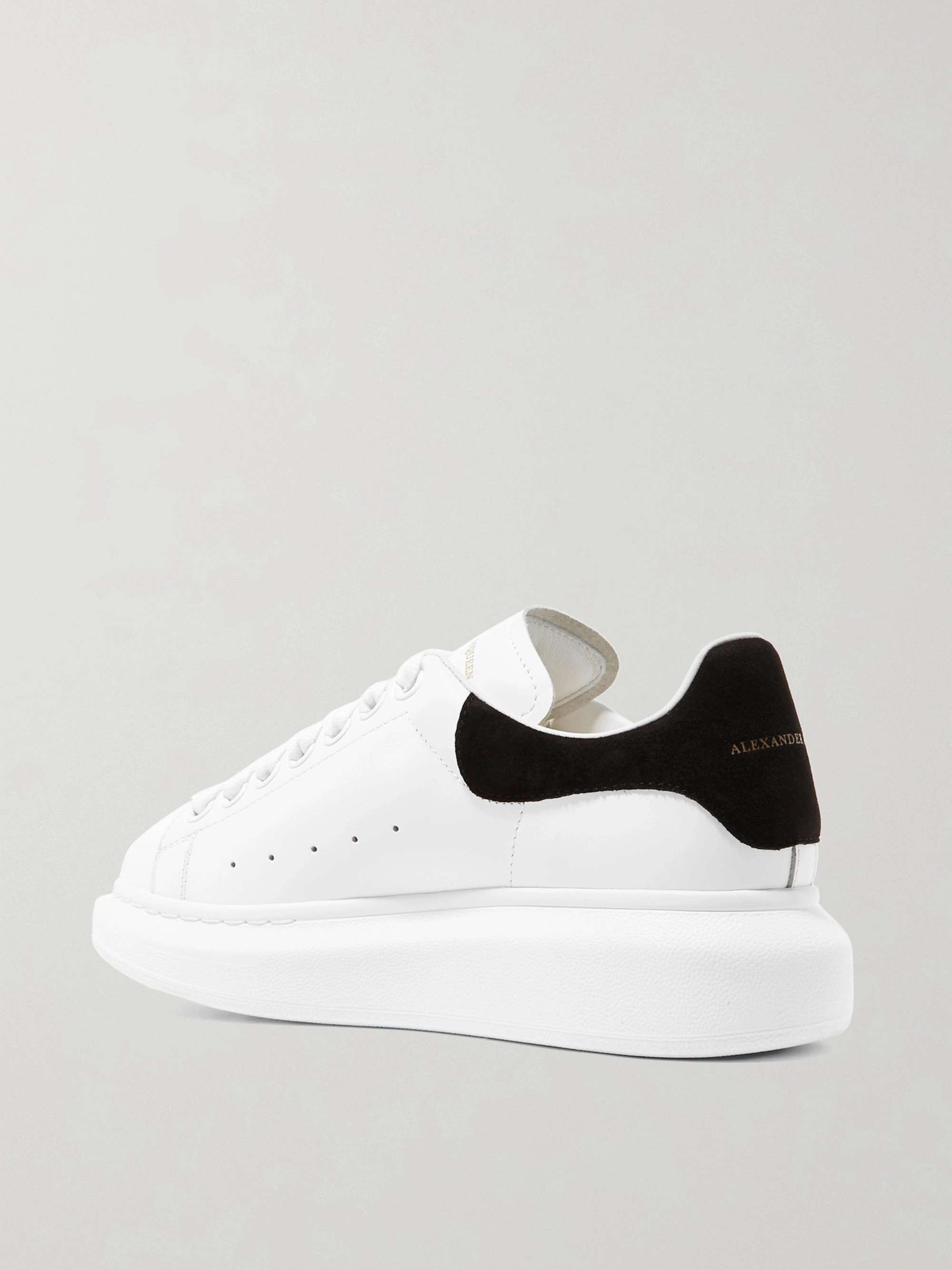 ALEXANDER MCQUEEN Suede-trimmed leather exaggerated-sole sneakers