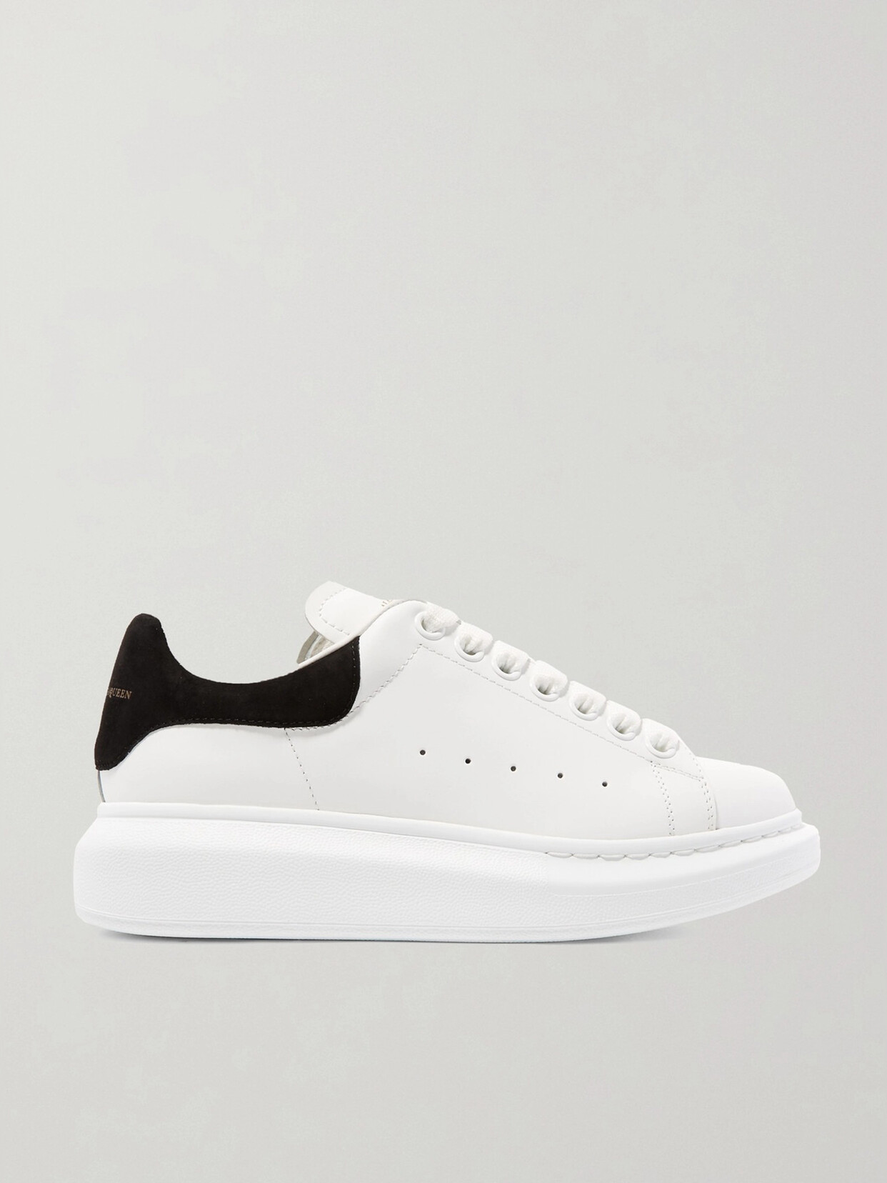 Alexander Mcqueen Suede-trimmed Leather Exaggerated-sole Sneakers In White