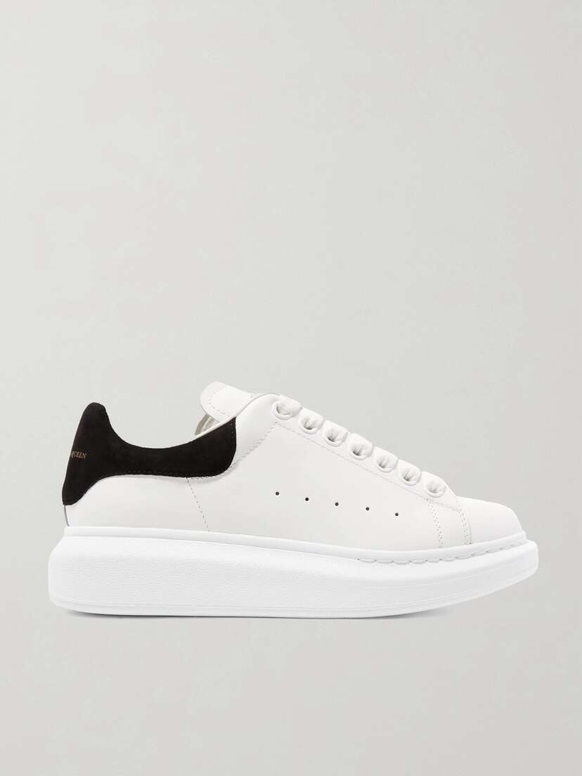 McQueen Suede-trimmed Leather Exaggerated-sole Sneakers