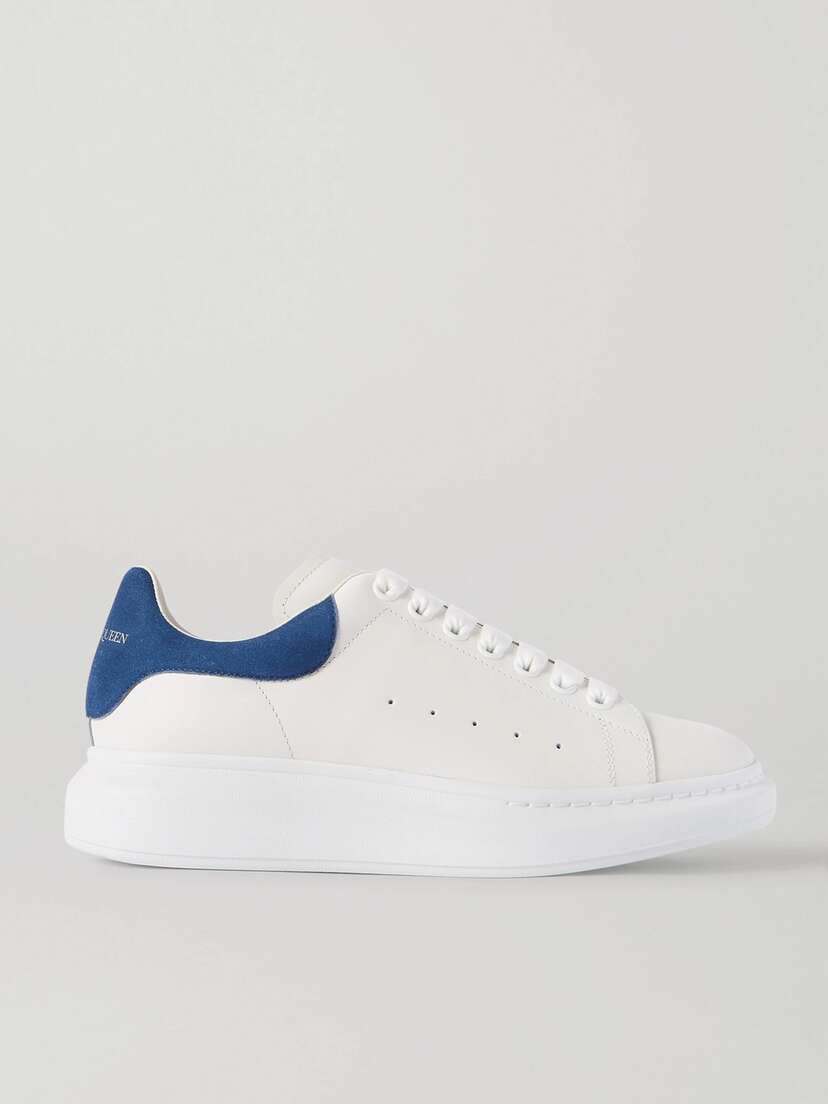 McQueen Suede-trimmed Leather Exaggerated-sole Sneakers