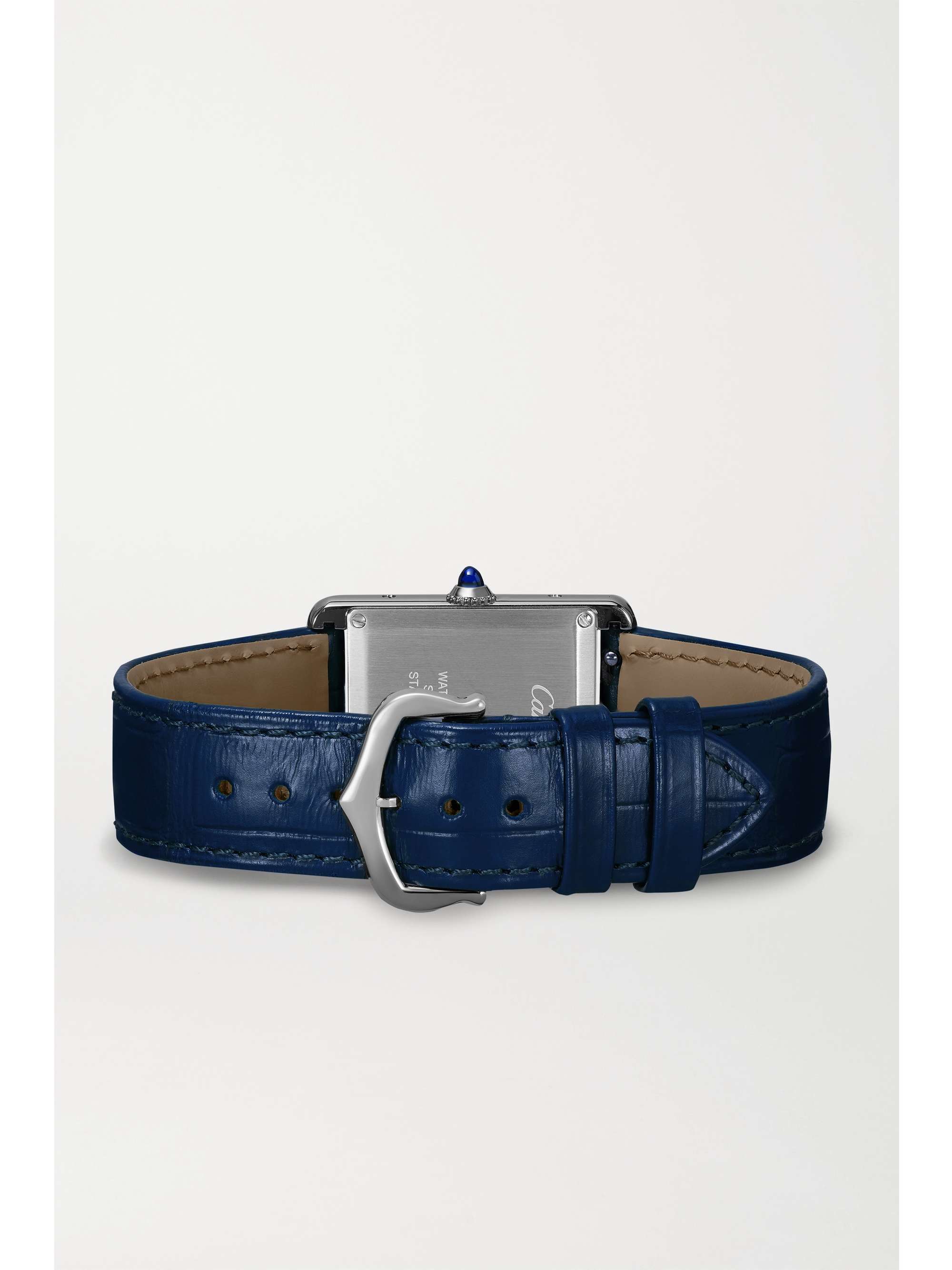 CARTIER Montre en acier inoxydable à bracelet en alligator Tank Must, 34 mm